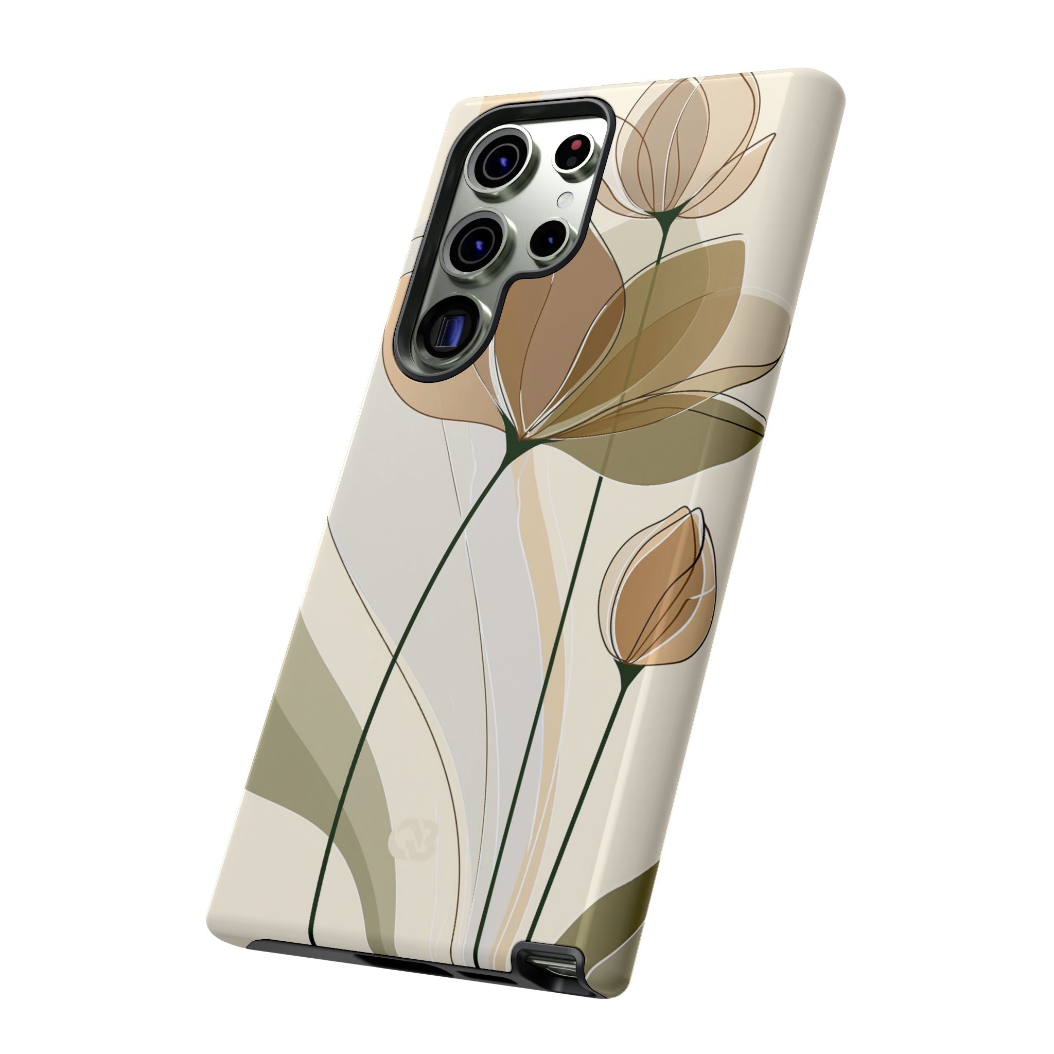Beige Tough Phone Case for Samsung - Muted Ochre Petals