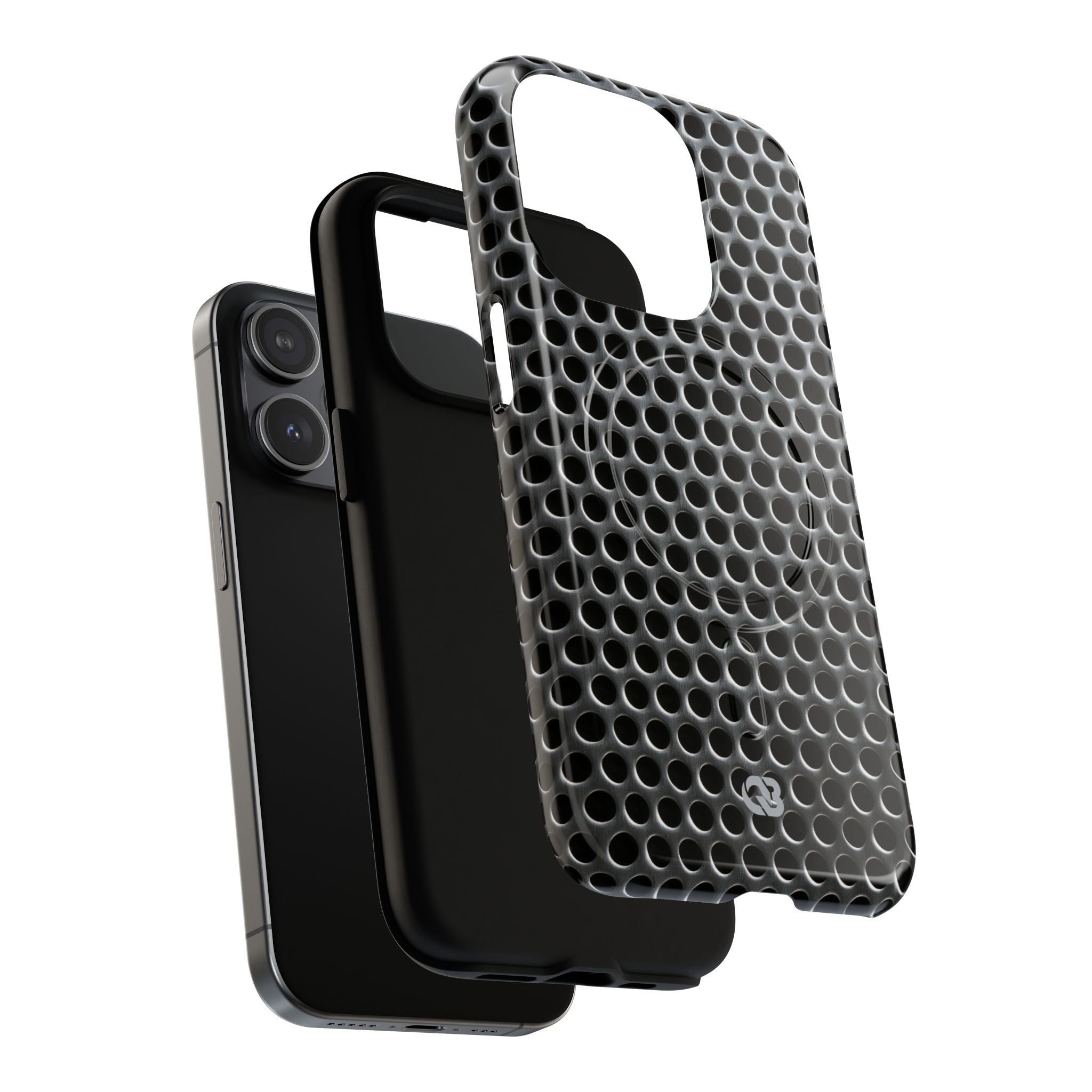 Silver Tough 2.0 Magsafe Phone Case for iPhone - Brutalist Steel Mesh