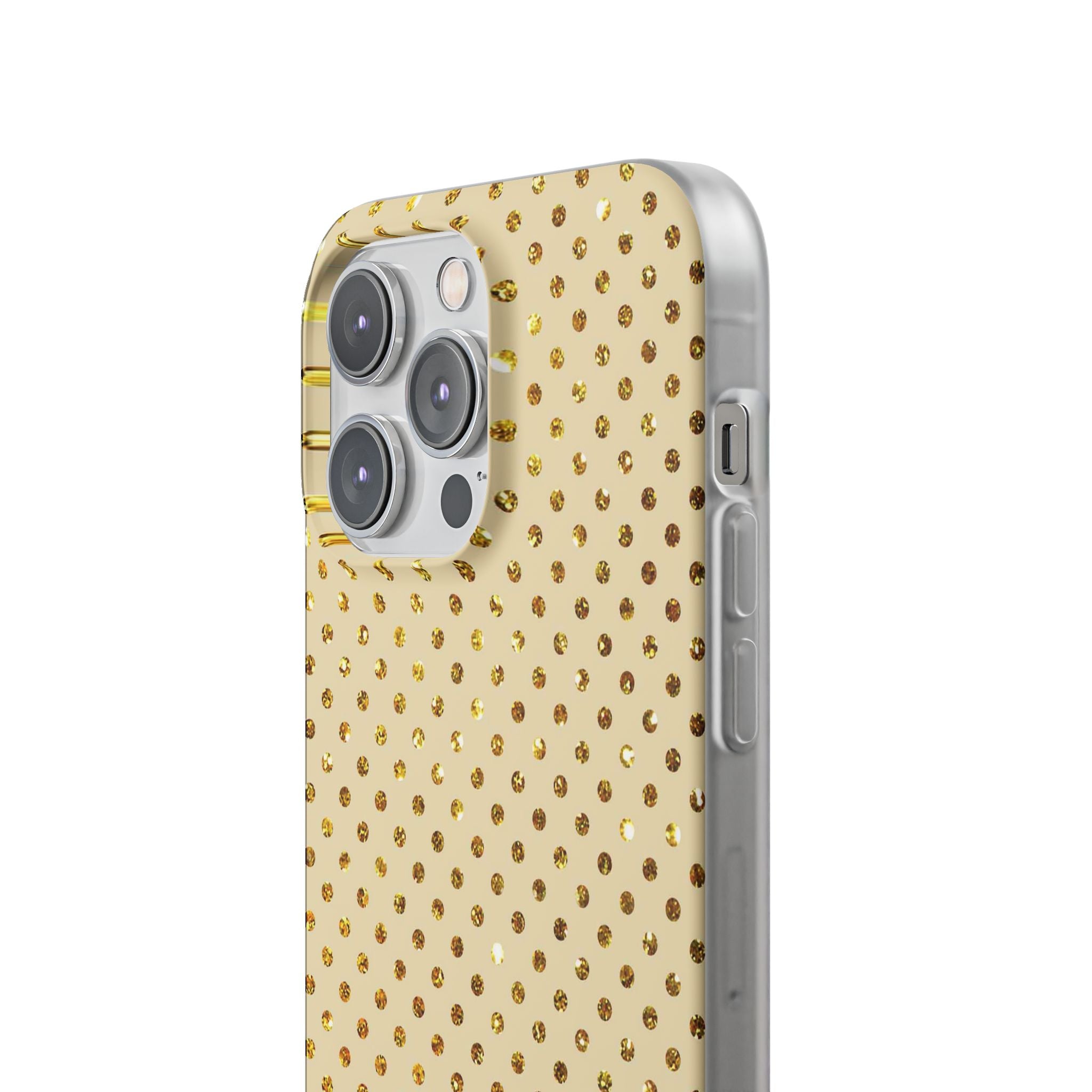 Guld Glimmer Gitter iPhone 14 Pro Max Cover - Blød