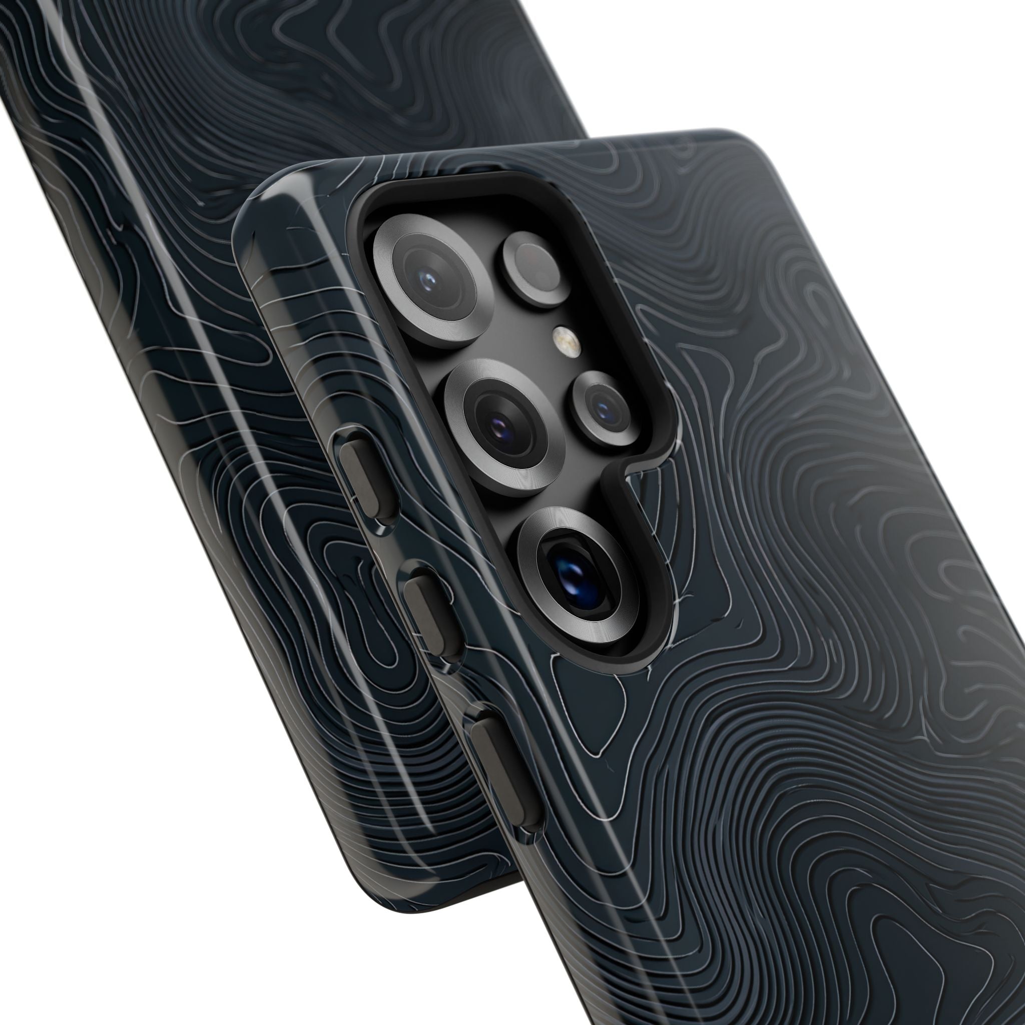 Black Tough Phone Case for Samsung - Obsidian Ridge Topo