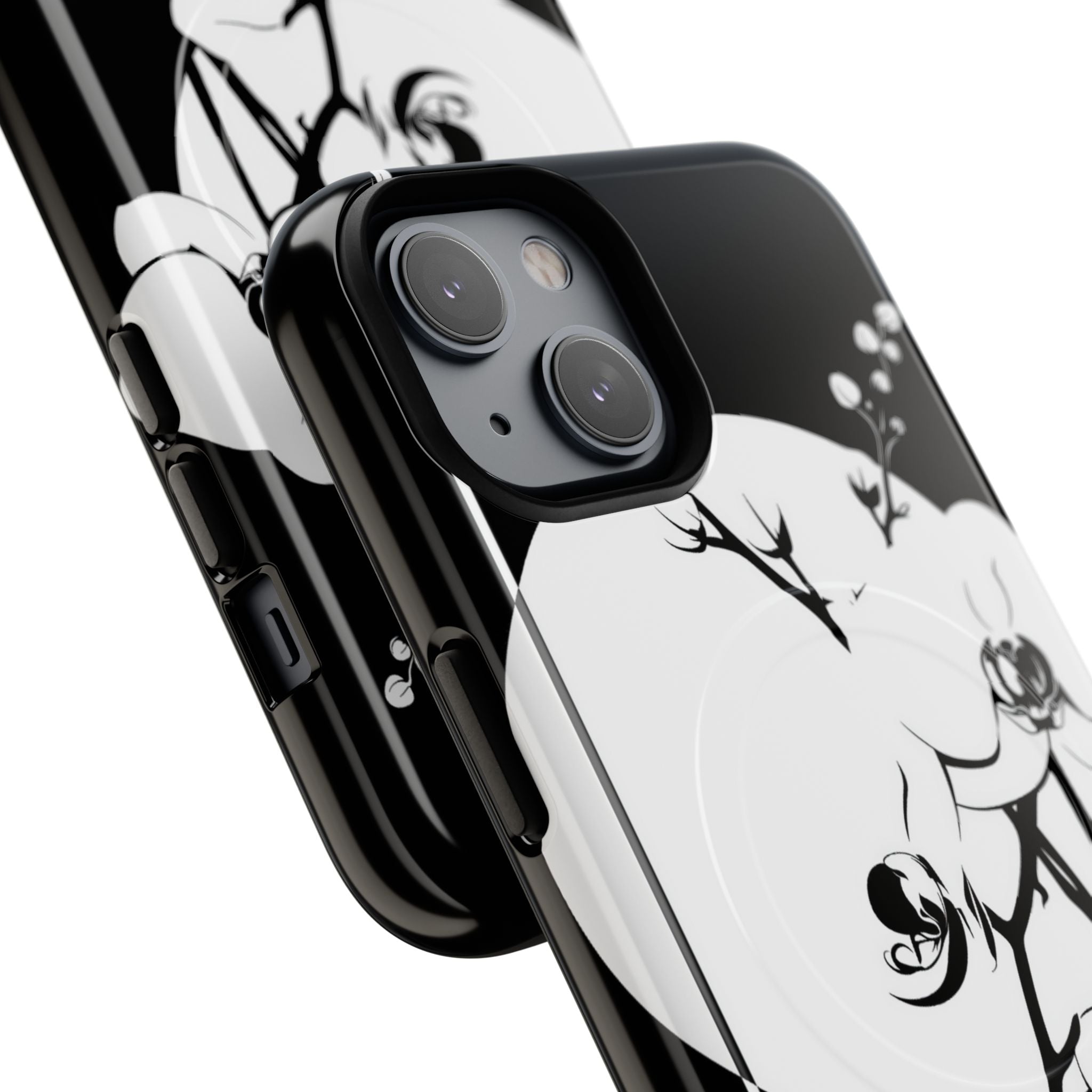 Black Tough 2.0 Magsafe Phone Case for iPhone - Lunar Orchid Grid