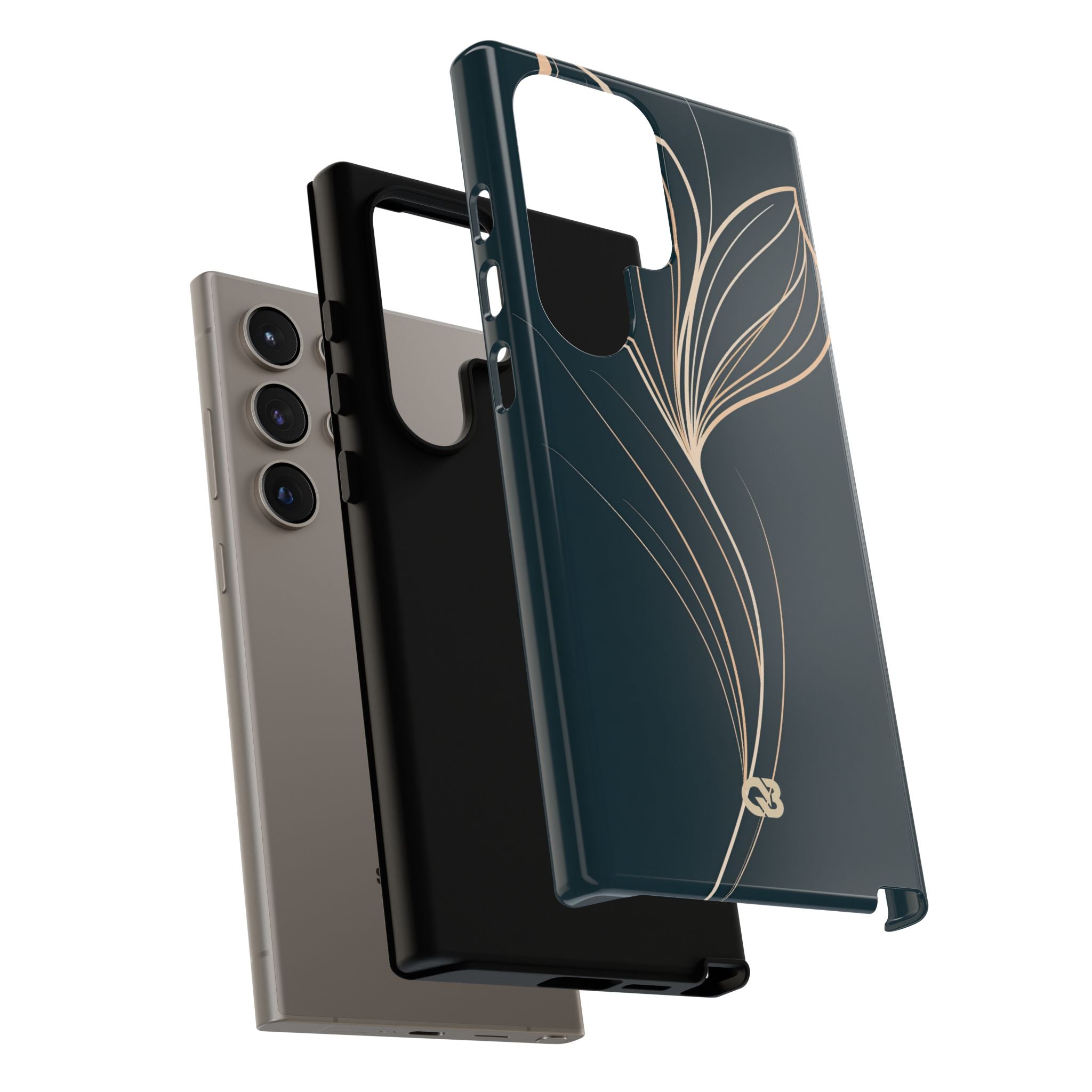 Teal Tough Phone Case for Samsung - Sandstone Silk Flora