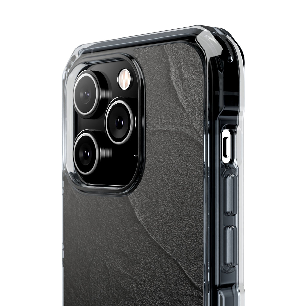 Obsidian Stucco Relief · Clear Impact Magnetic Phone Case for iPhone · Black
