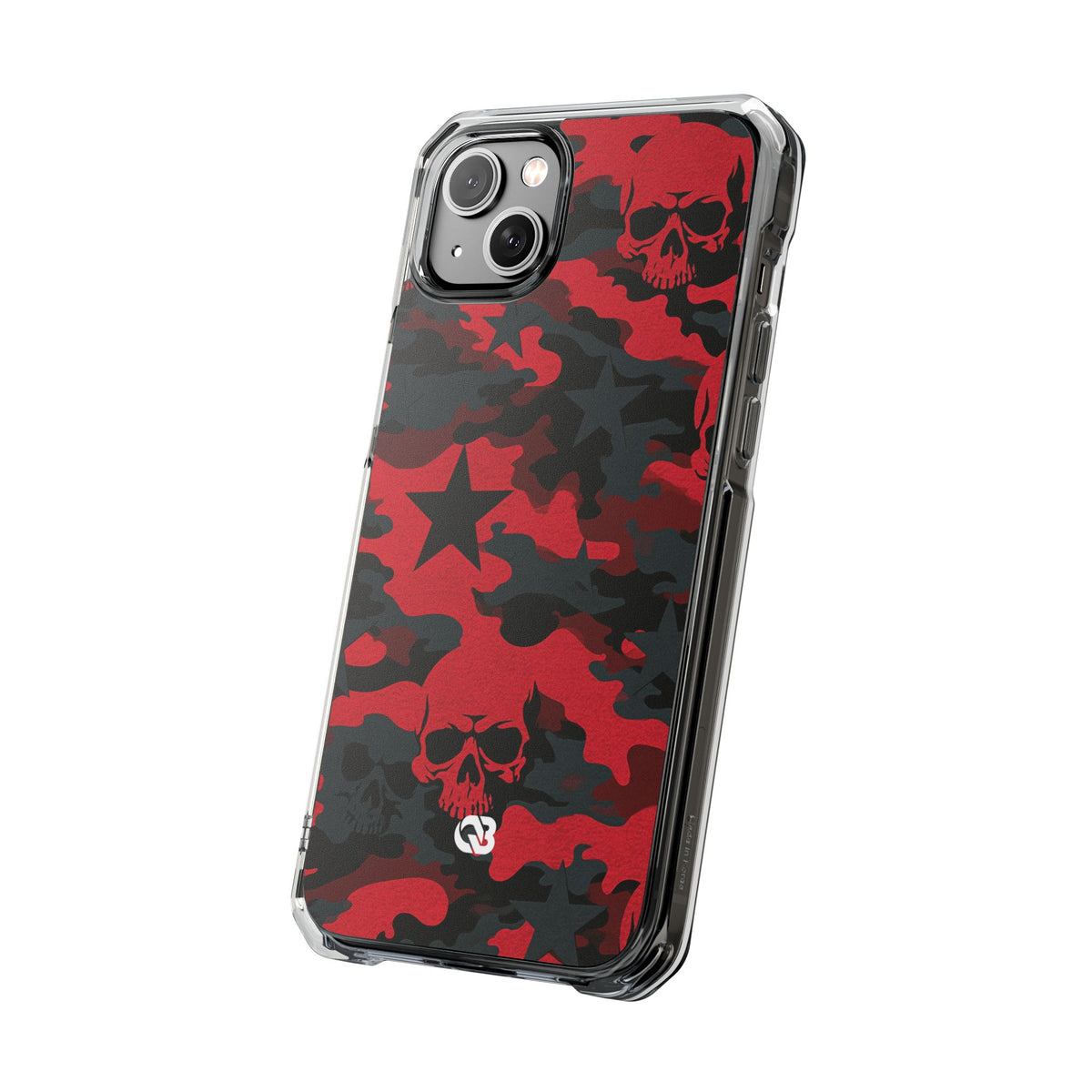Crimson Skull Camo · Clear Impact Magnetic Phone Case for iPhone · Red