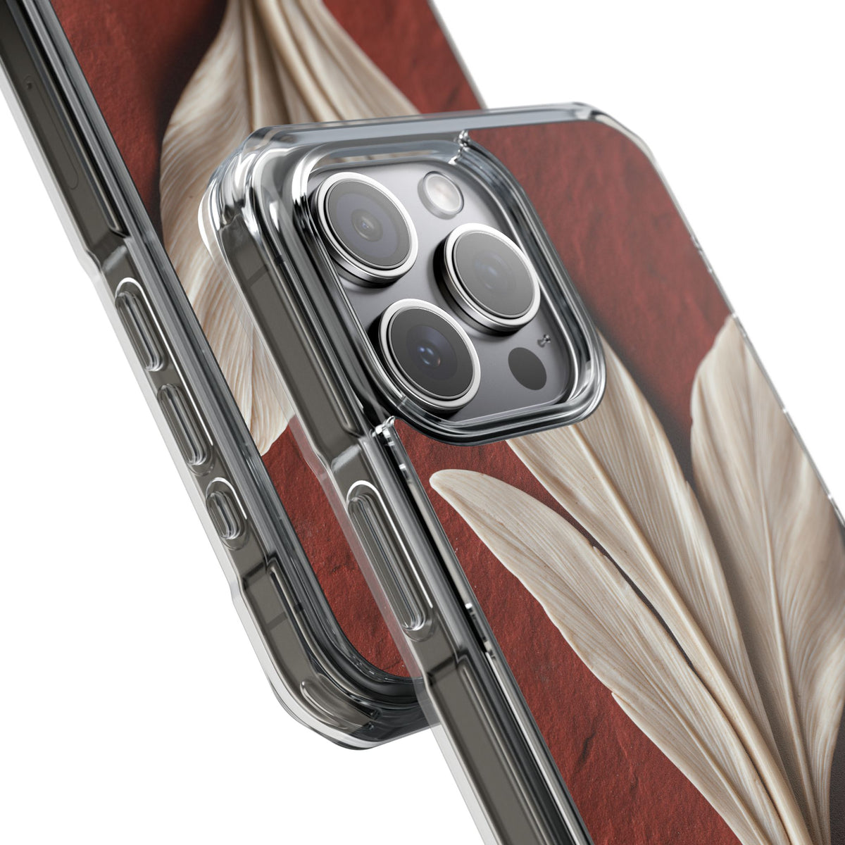 Carved Ivory Plume · Clear Impact Magnetic Phone Case for iPhone · Red