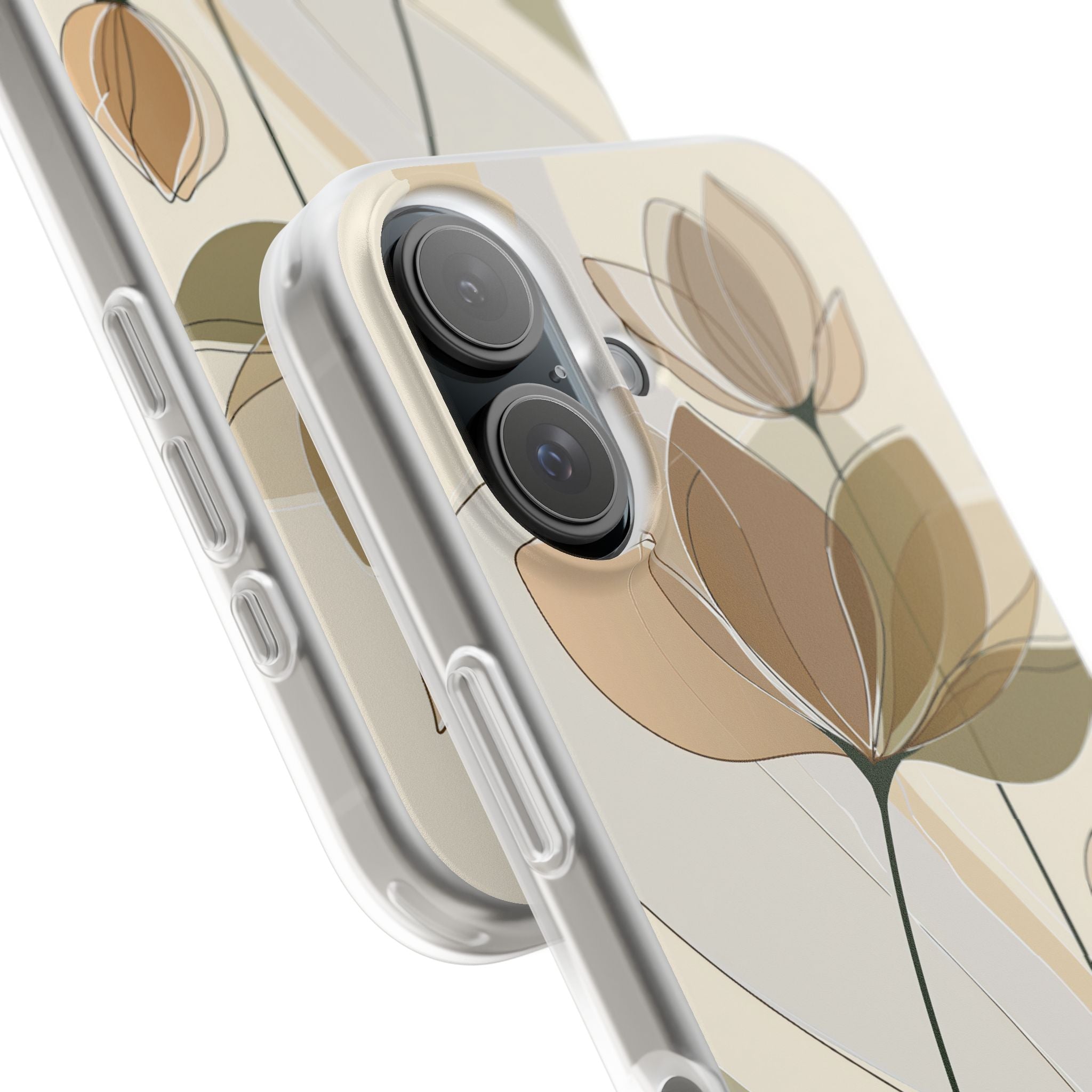 Beige Lite Phone Case for iPhone - Muted Ochre Petals