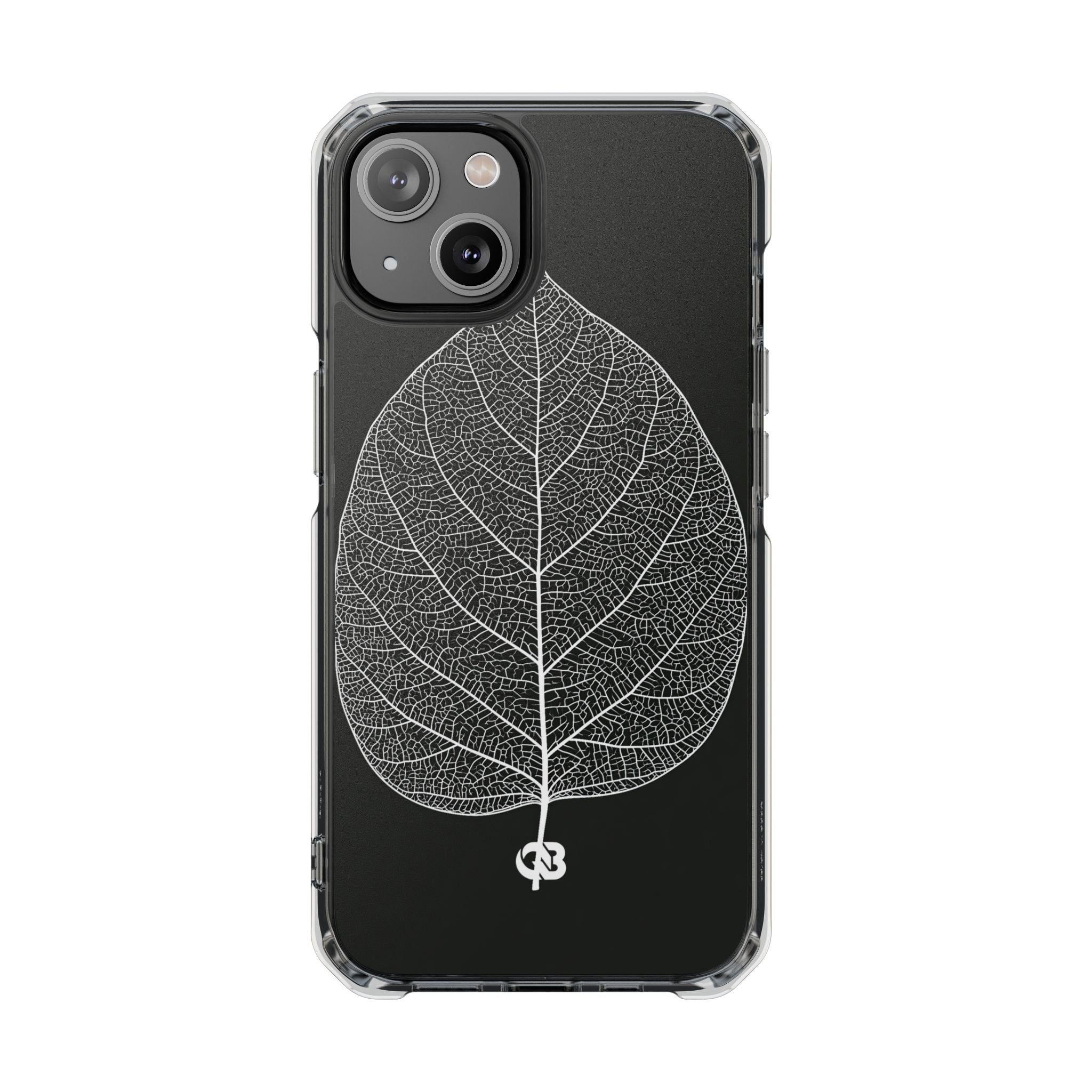 Black Impact MagSafe Phone Case for iPhone - Bleached Leaf Lattice