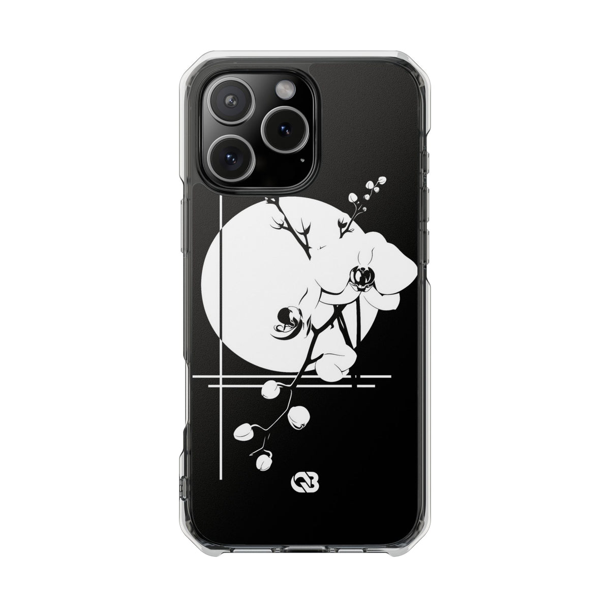 Nocturne Orchid Bloom · Clear Impact Magnetic Phone Case for iPhone · Black