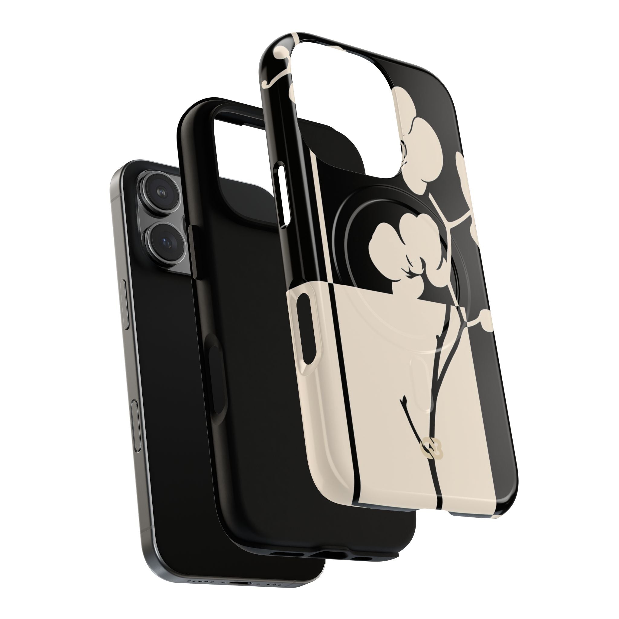 Beige Tough 2.0 Magsafe Phone Case for iPhone - Nocturnal Orchid Frame