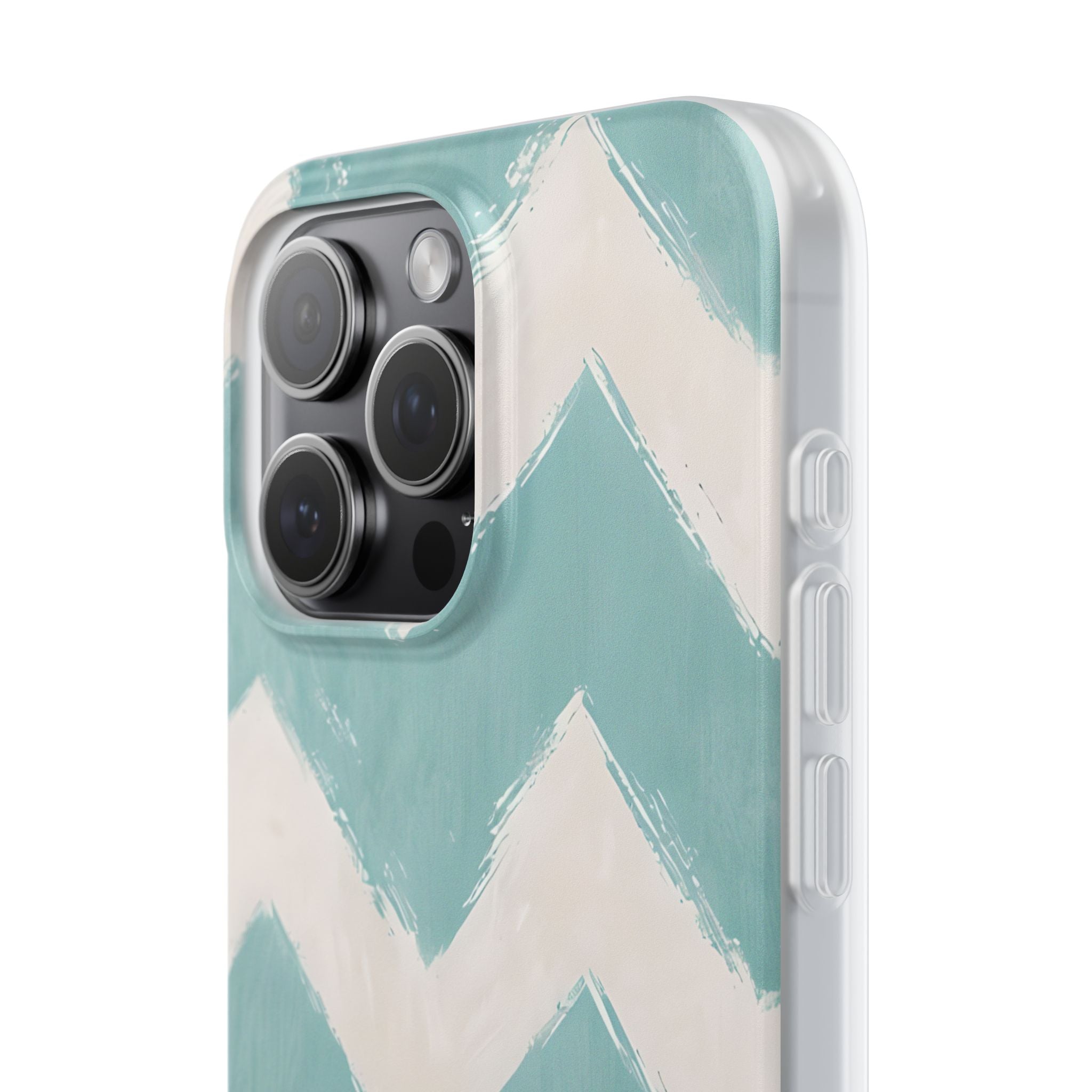 Teal Painted Chevron · Soft Phone Case for iPhone