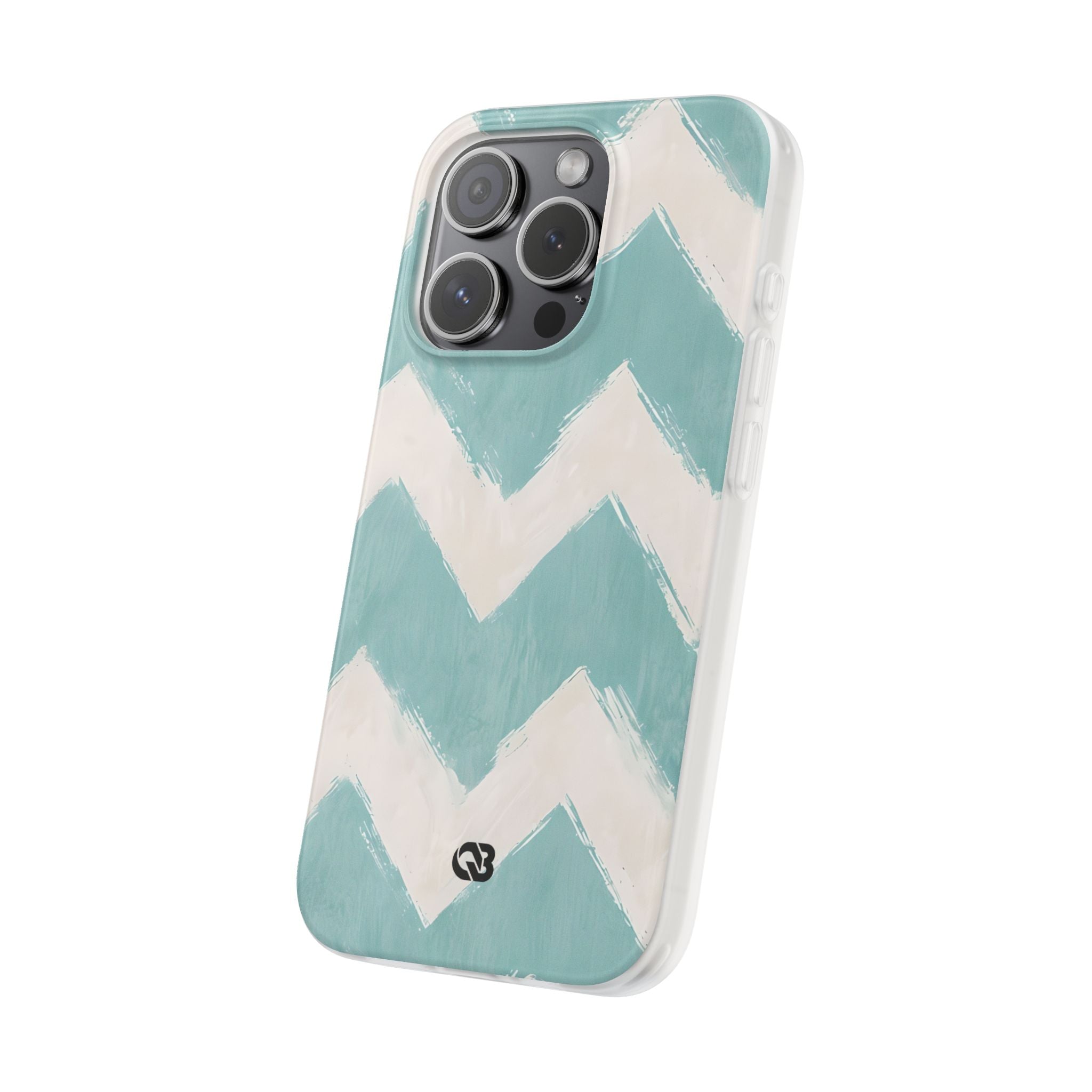 Teal Painted Chevron · Soft Phone Case for iPhone