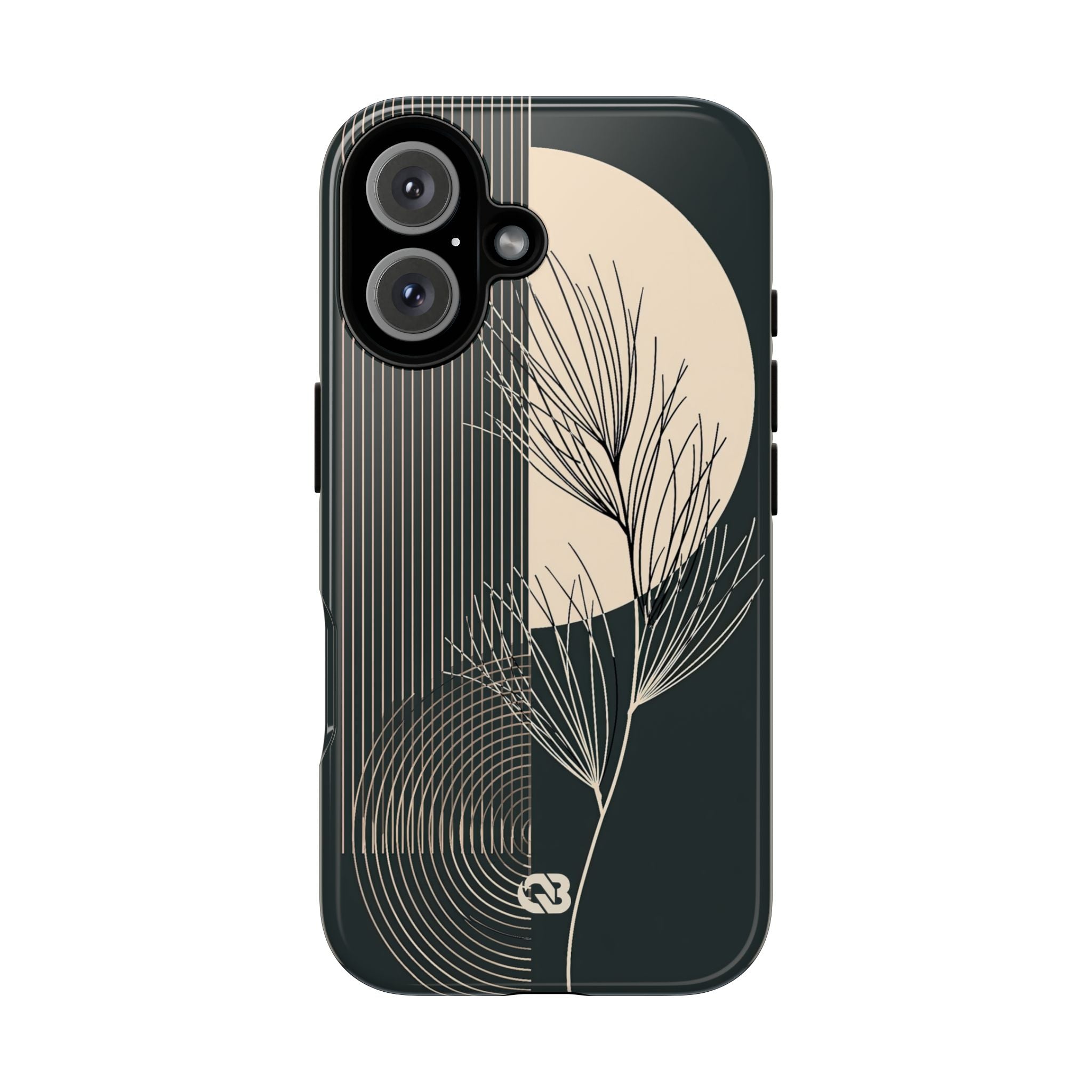 Black Tough Phone Case for iPhone - Obsidian Sand Willow