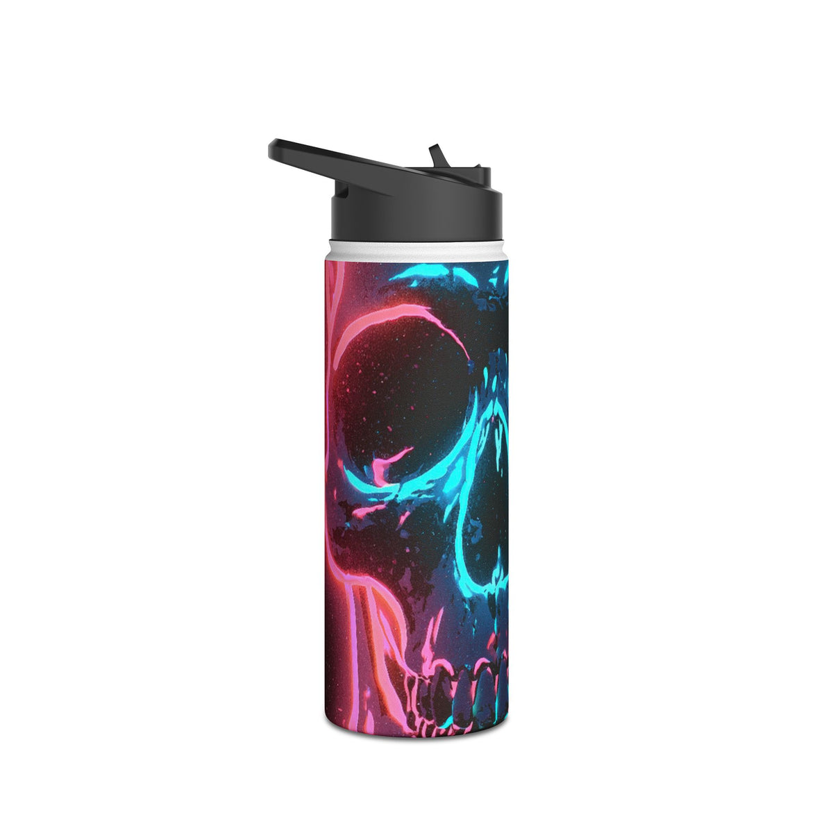 Neon Drip Skull · Insulated Water Bottle · Black