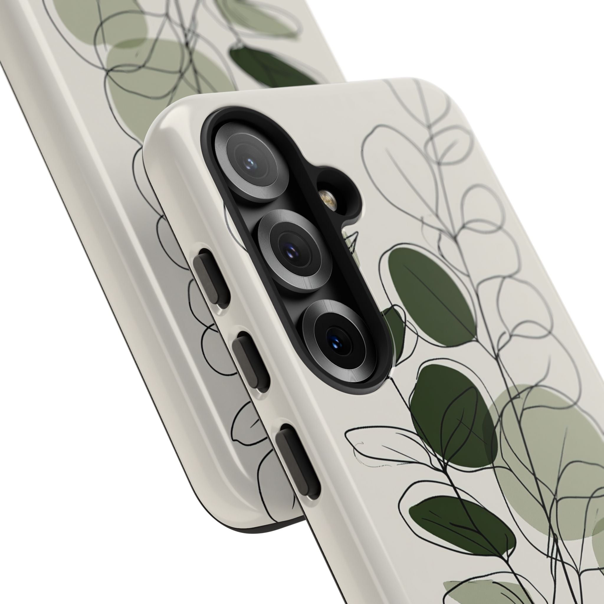 Green Tough Phone Case for Samsung - Muted Eucalyptus Sketch