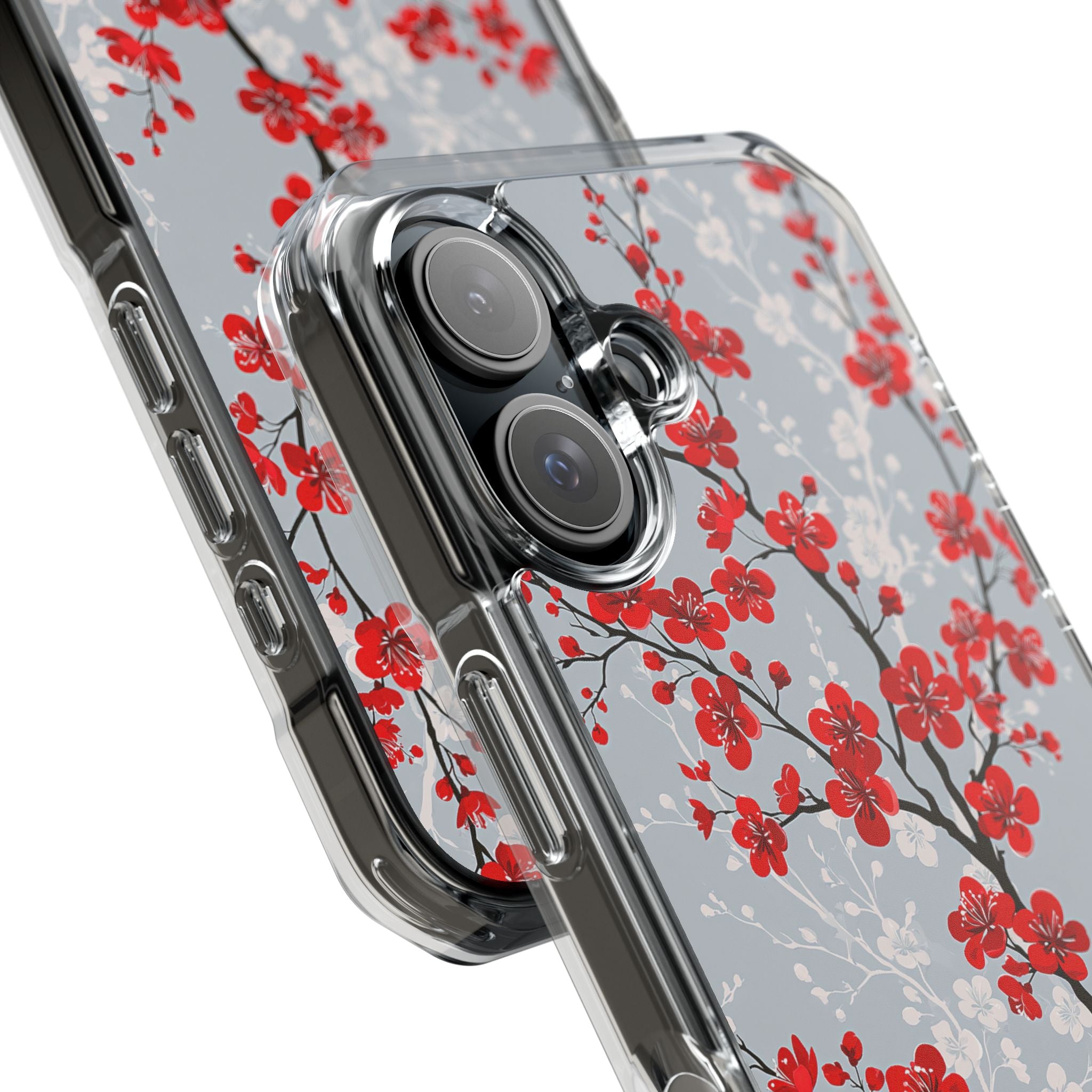 Grey Impact MagSafe Phone Case for iPhone - Crimson Sakura Slate