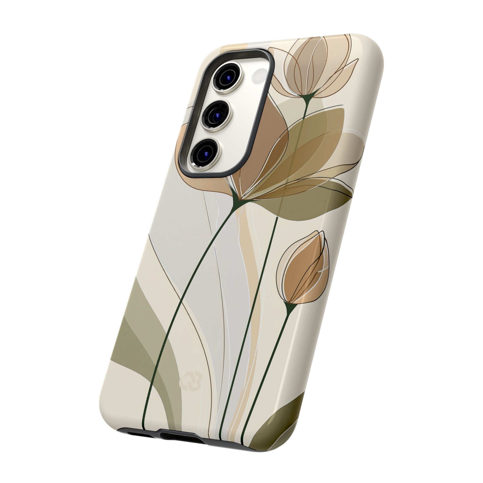 Beige Tough Phone Case for Samsung - Muted Ochre Petals