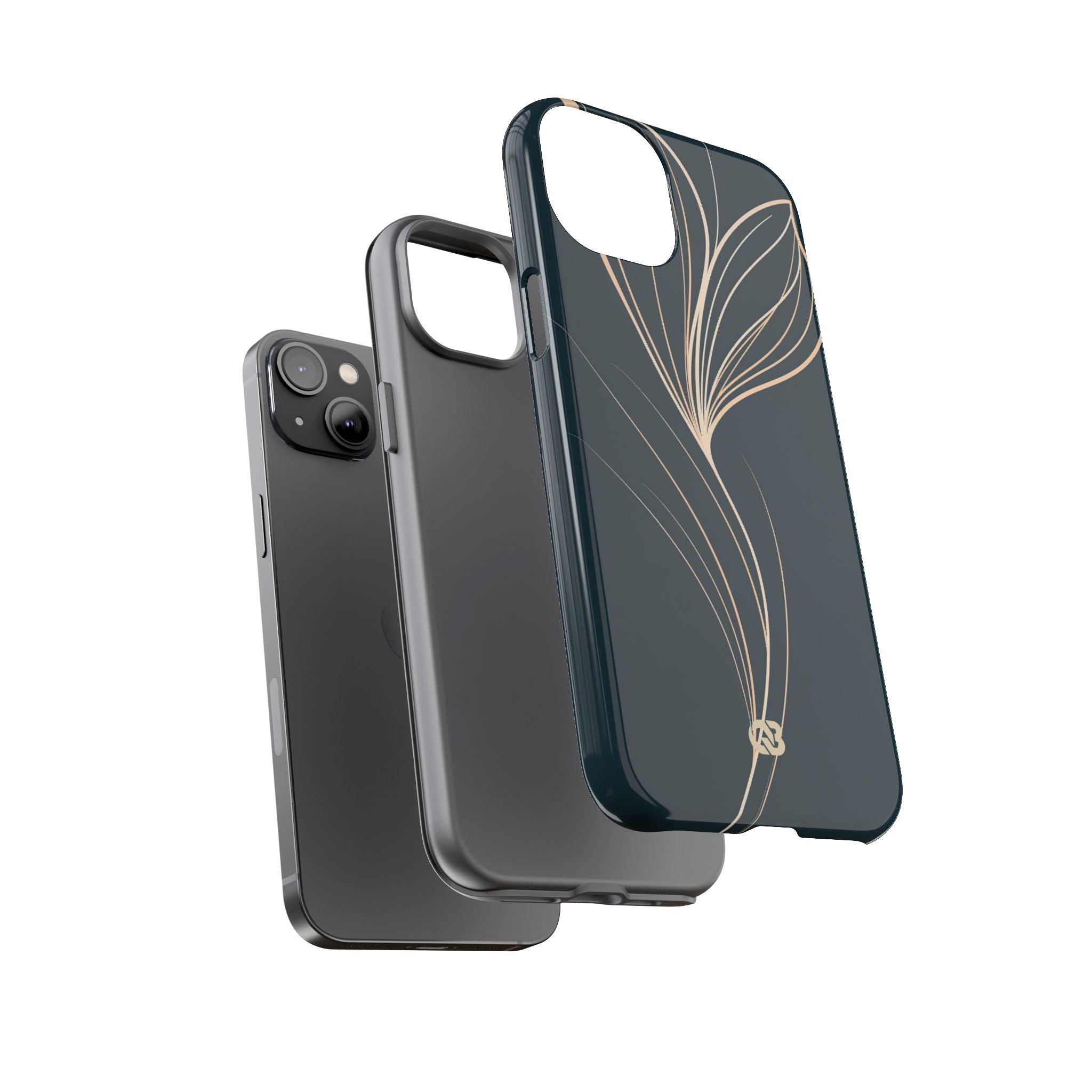 Teal Tough Phone Case for iPhone - Sandstone Silk Flora