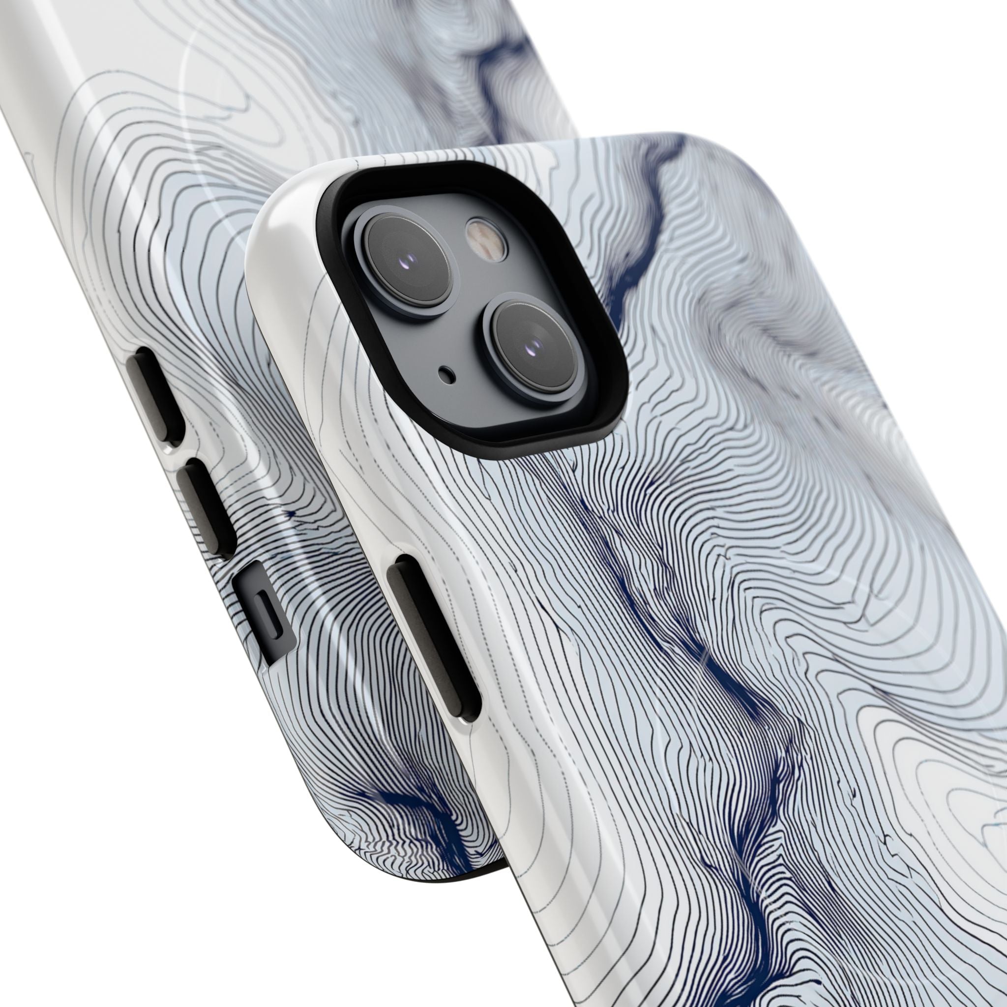 White Tough 2.0 Magsafe Phone Case for iPhone - Nordic Ridge Topo