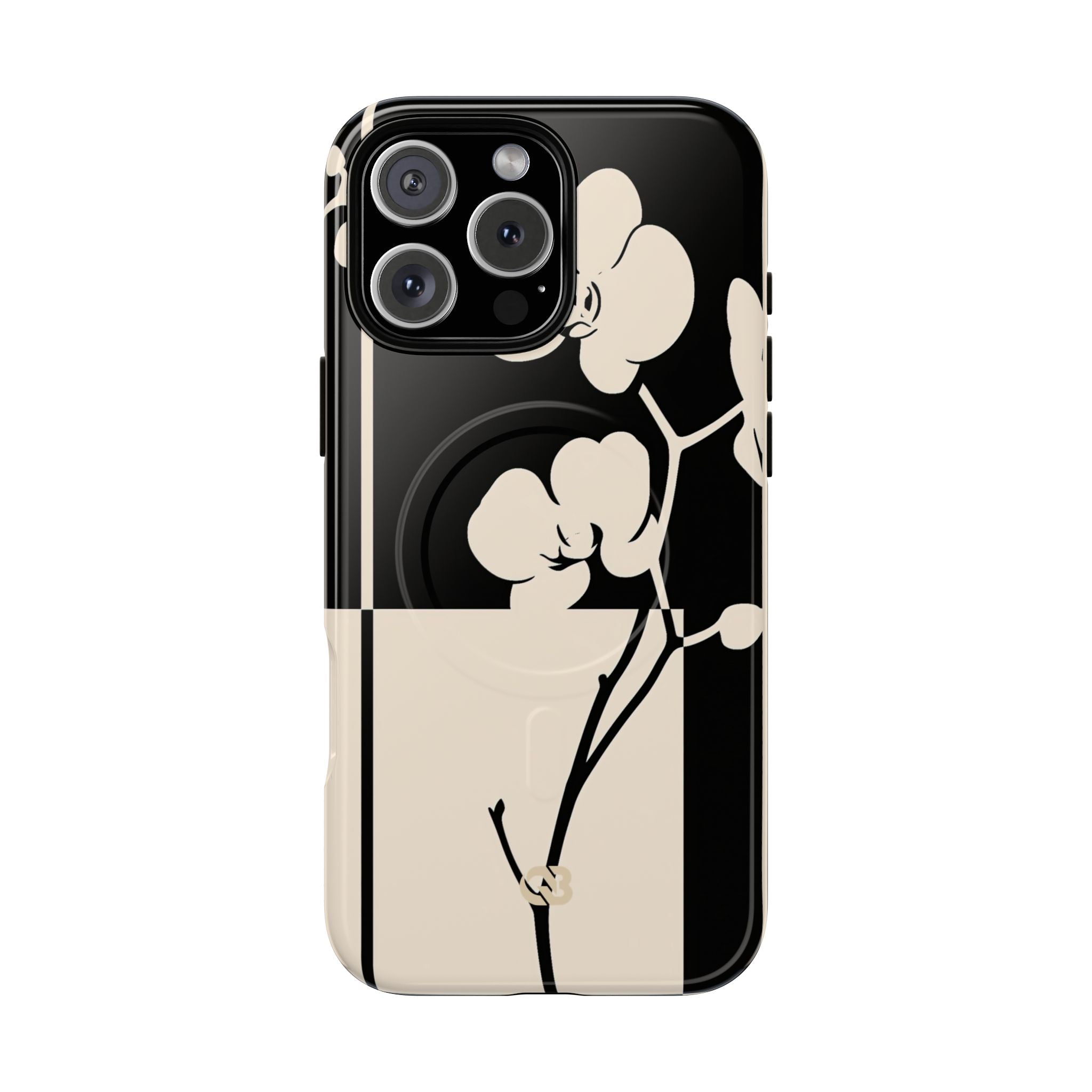 Beige Tough 2.0 Magsafe Phone Case for iPhone - Nocturnal Orchid Frame