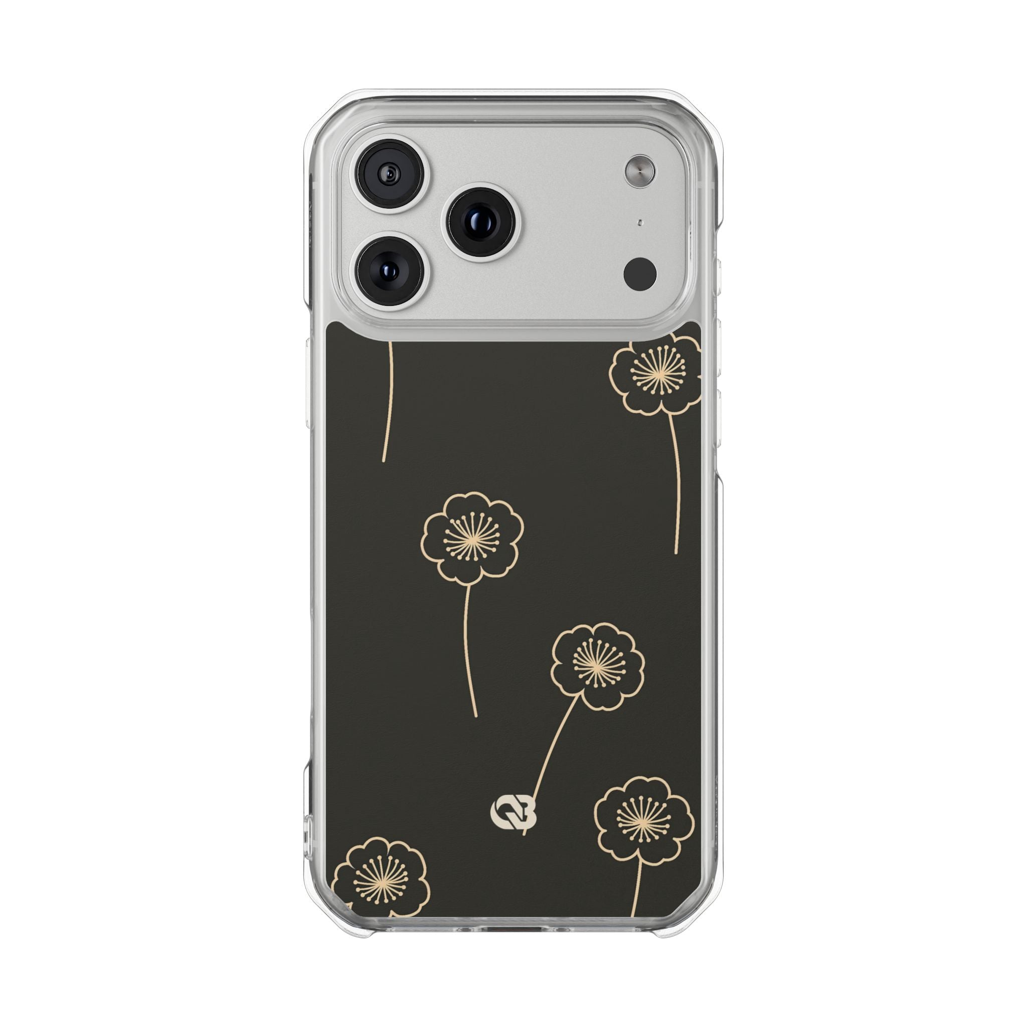 Black Impact MagSafe Phone Case for iPhone - Obsidian Sand Petals