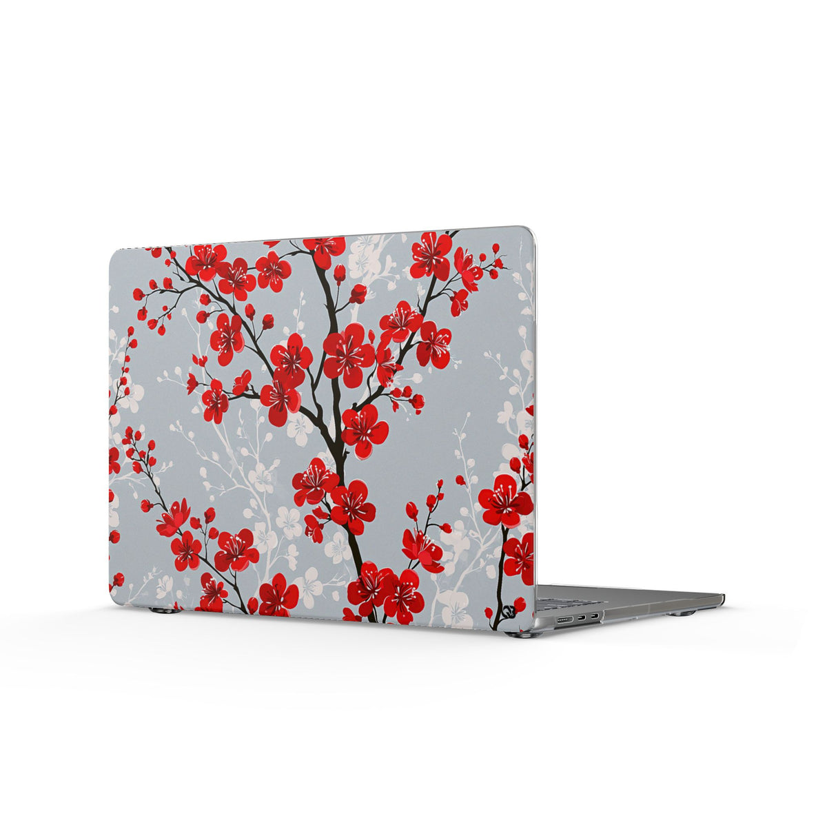 Scarlet Plum Blossom · Clear Hard Case for MacBook · Red