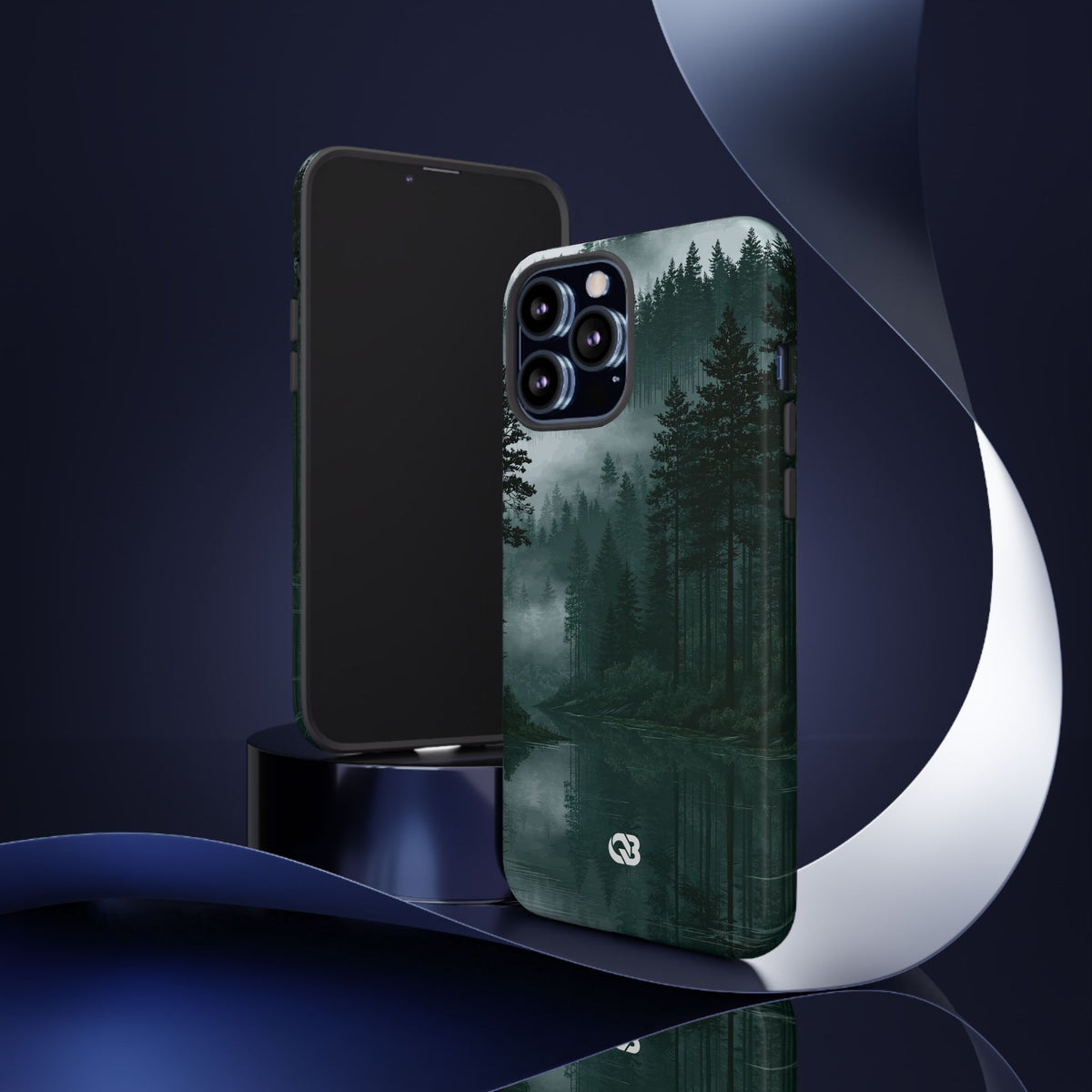 Misty Pine Reflections · Tough Phone Case for iPhone · Green