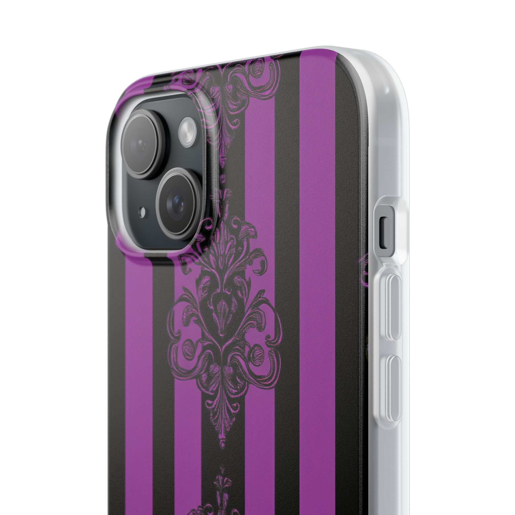 Damask Elegance Lilla iPhone 15 Plus Cover - Blød