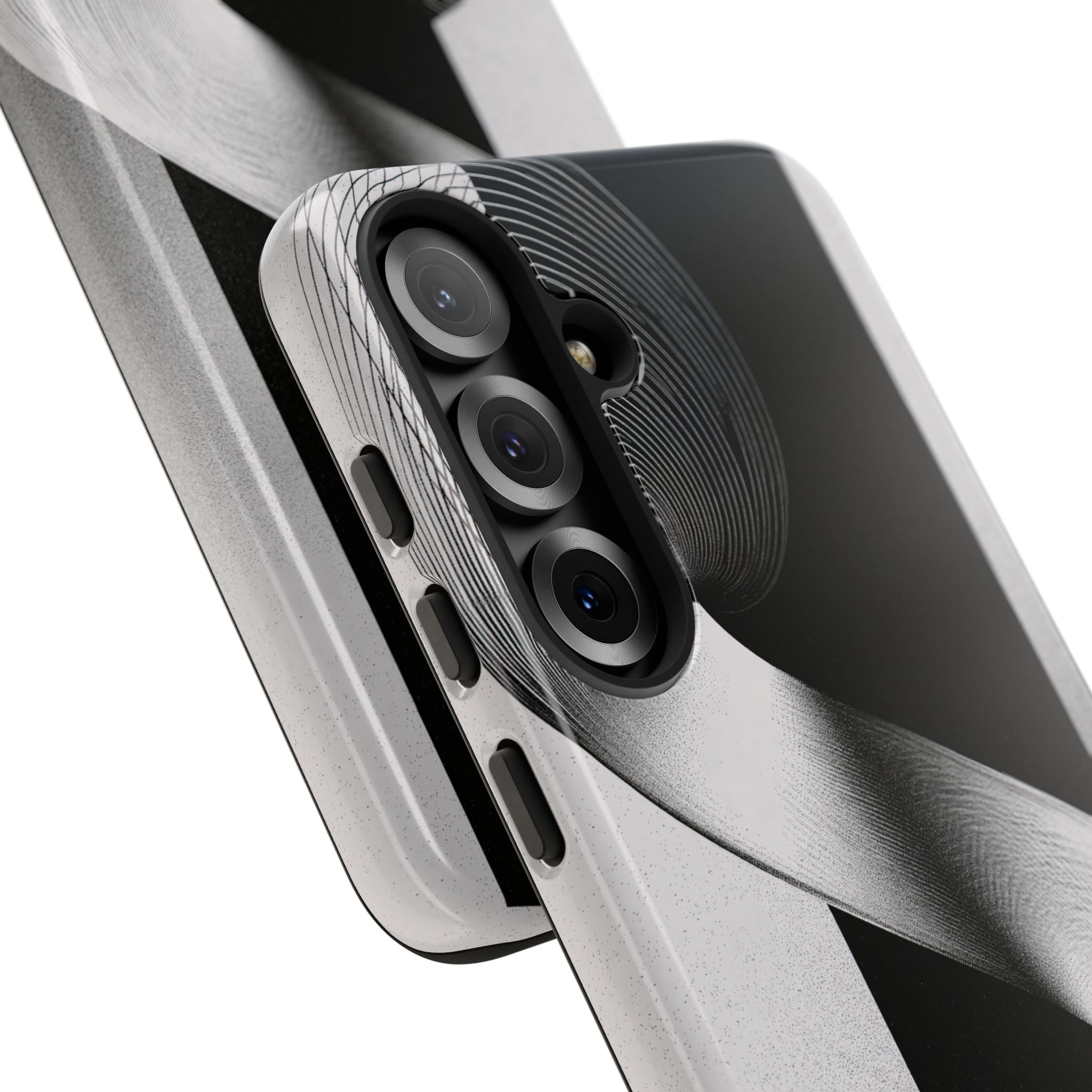 Grey Tough Phone Case for Samsung - Obsidian Moiré Wave