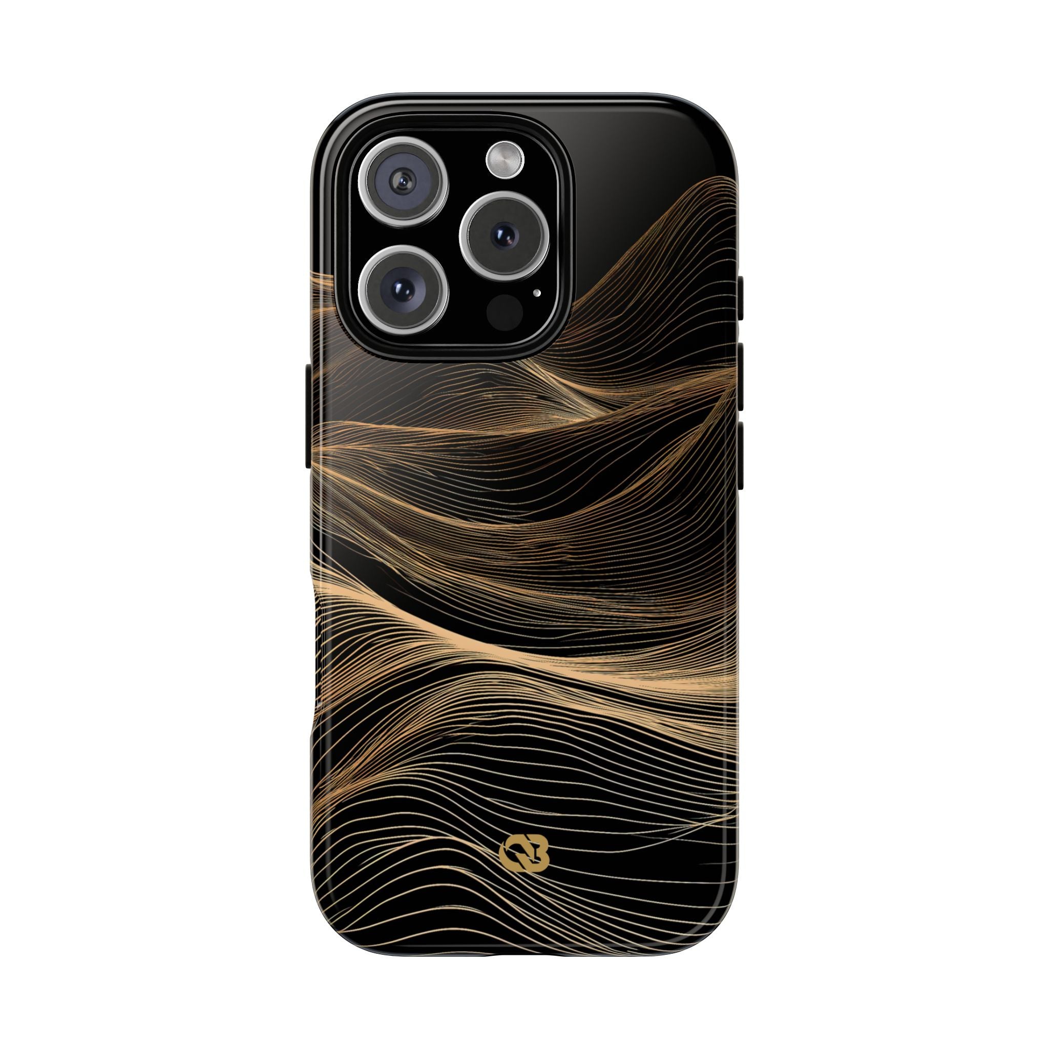 Black Tough Phone Case for iPhone - Copper Topo Ridge
