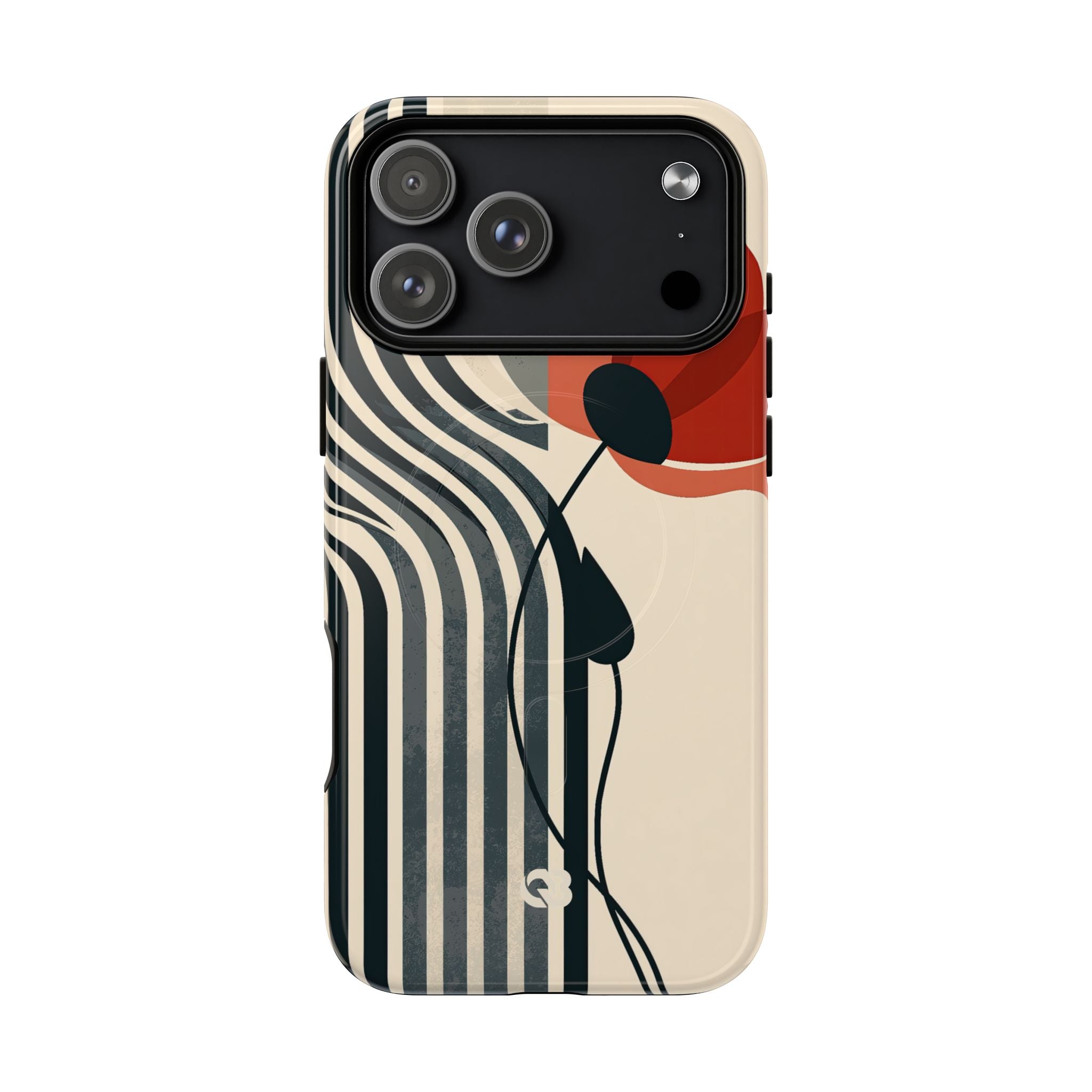 Beige Tough 2.0 Magsafe Phone Case for iPhone - Crimson Line Bloom