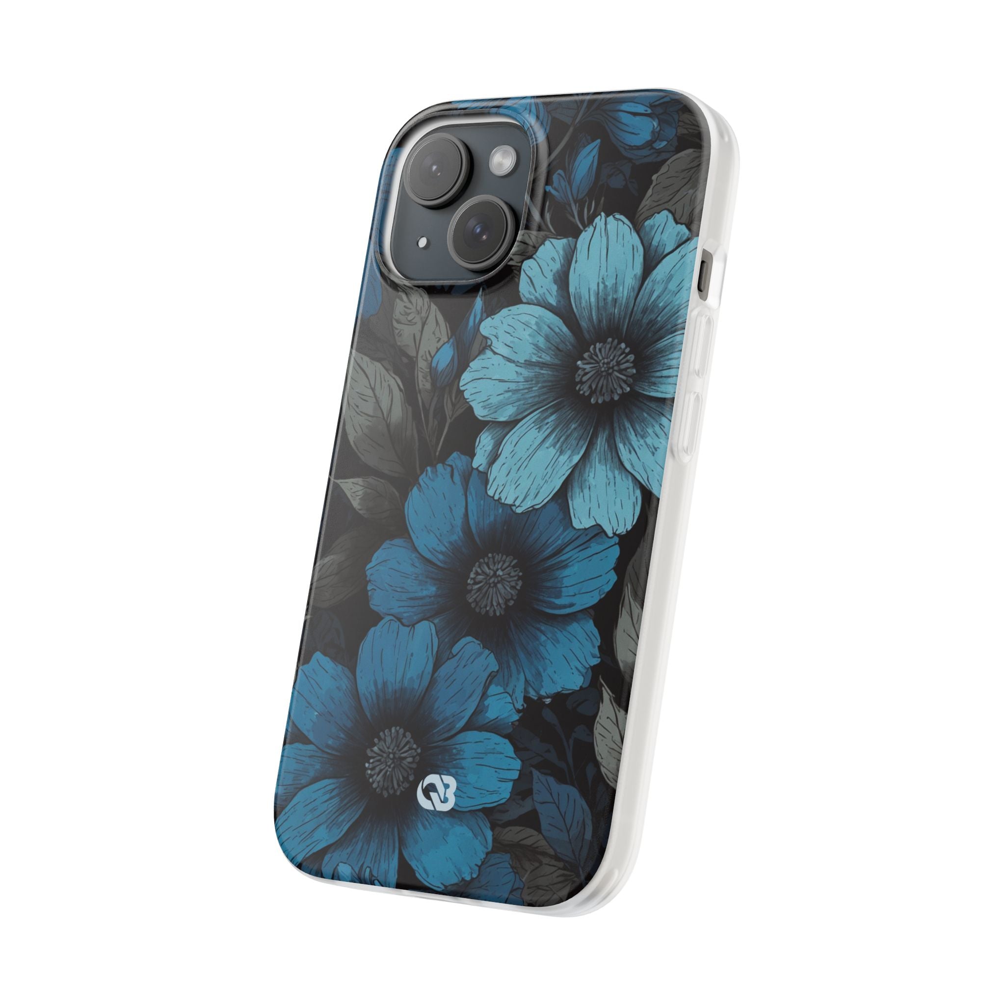Obsidian Blue Petals · Soft Phone Case for iPhone