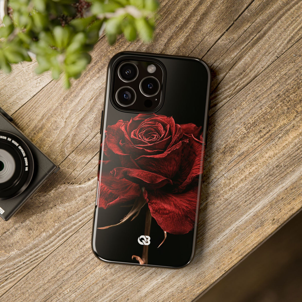 Crimson Noir Rose · Tough Phone Case for iPhone · Black
