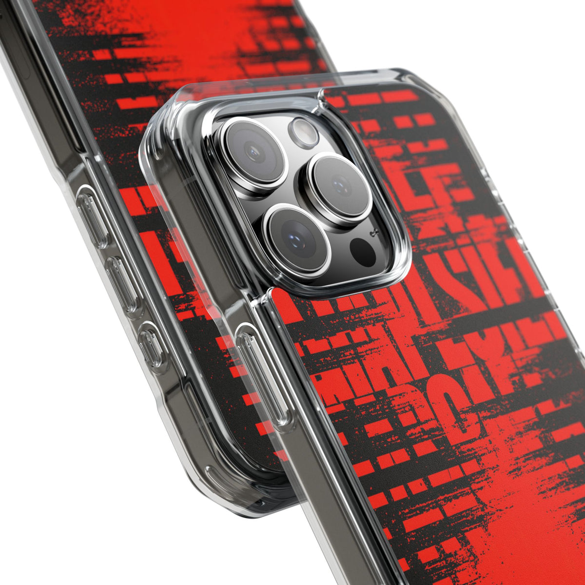 Crimson Redaction · Clear Impact Magnetic Phone Case for iPhone · Black