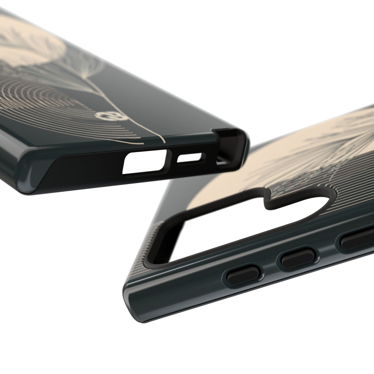 Black Tough Phone Case for Samsung - Obsidian Sand Willow