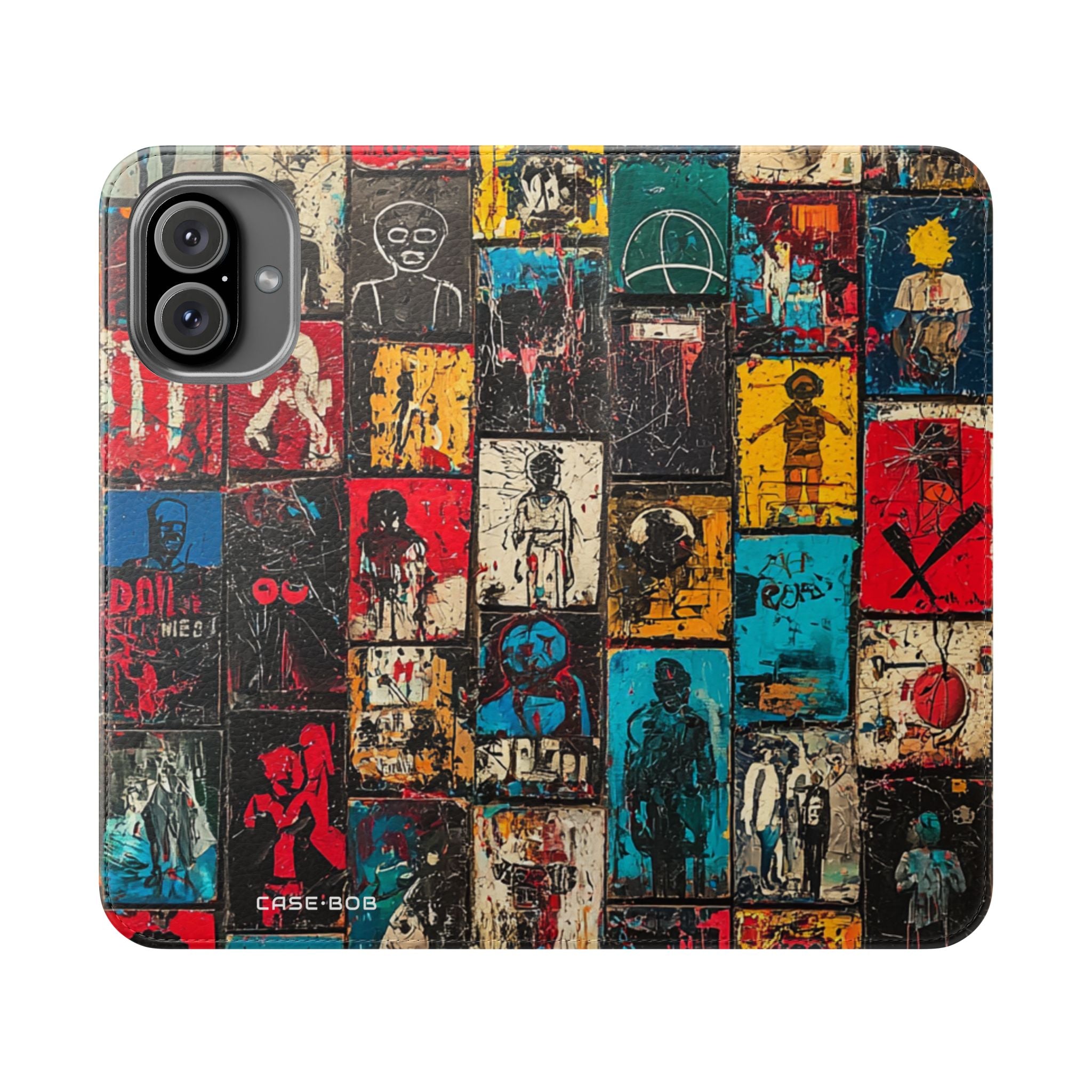 Portrait Grid Crimson - iPhone 16 Plus Case - Wallet