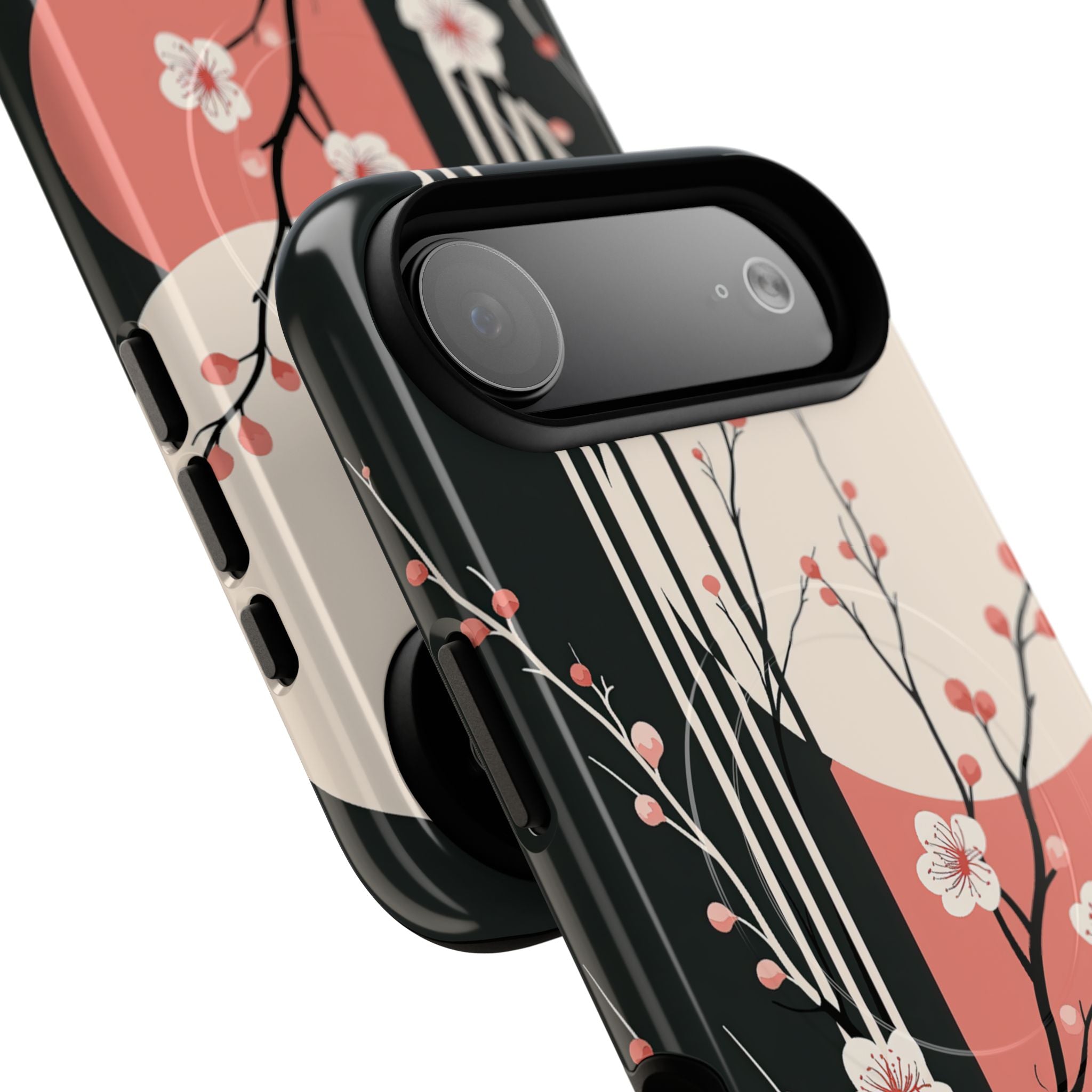 Black Tough 2.0 Magsafe Phone Case for iPhone - Kyoto Midnight Blossom