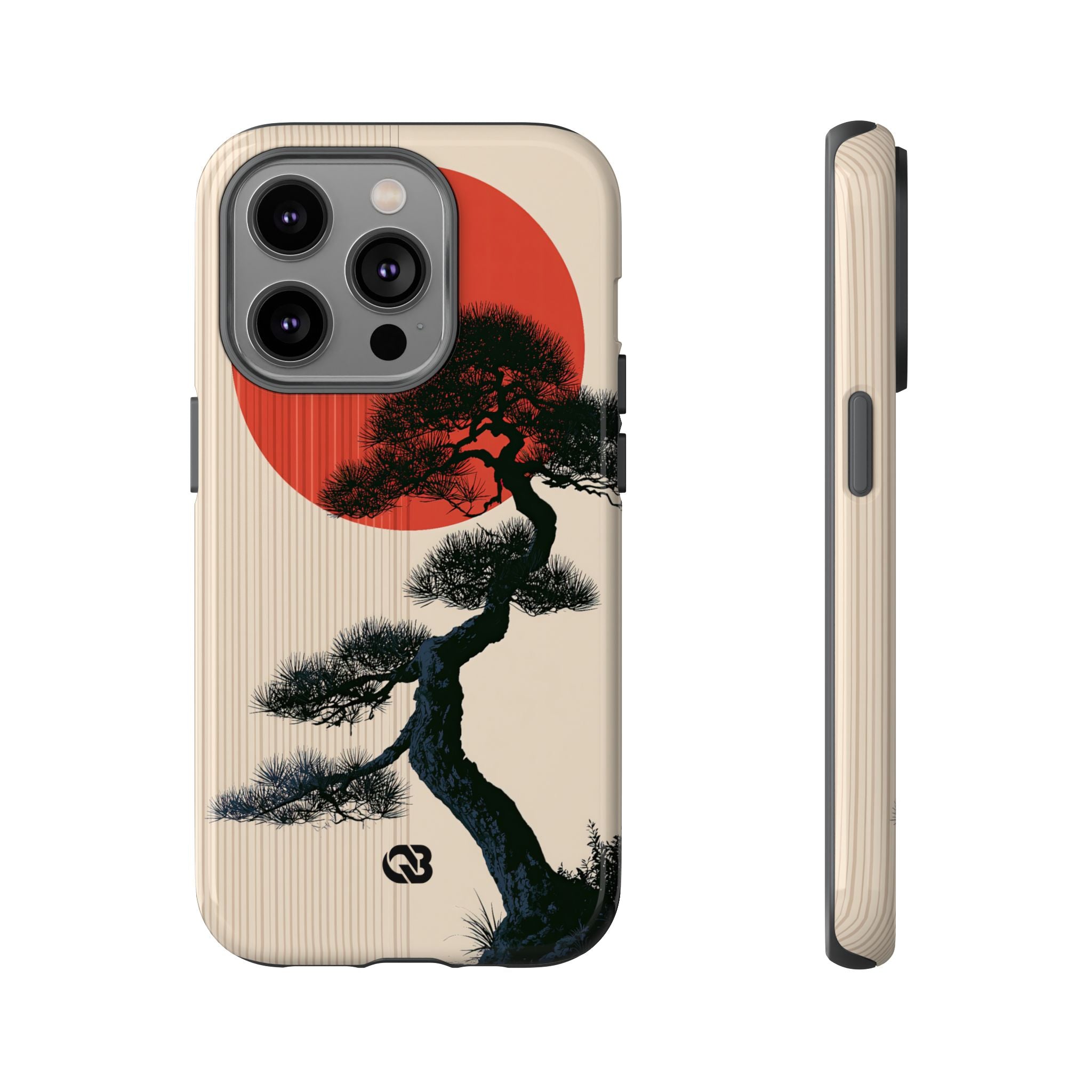 Beige Tough Phone Case for iPhone - Kyoto Crimson Pine