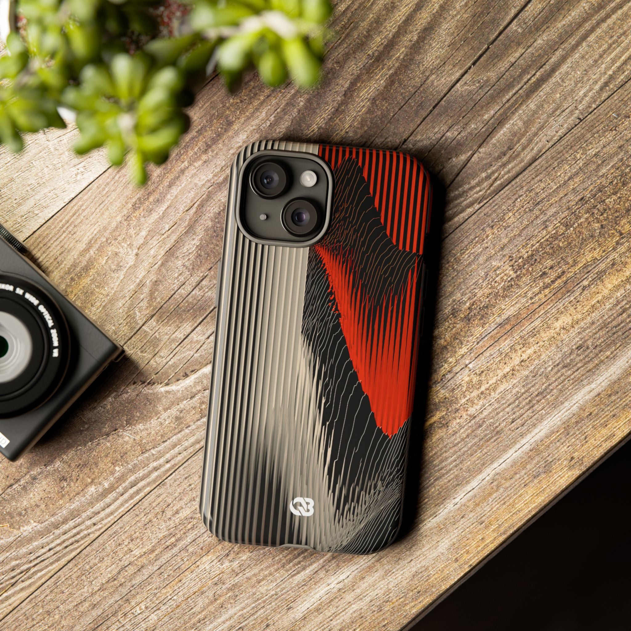 Red Tough Phone Case for iPhone - Crimson Pulse Topo