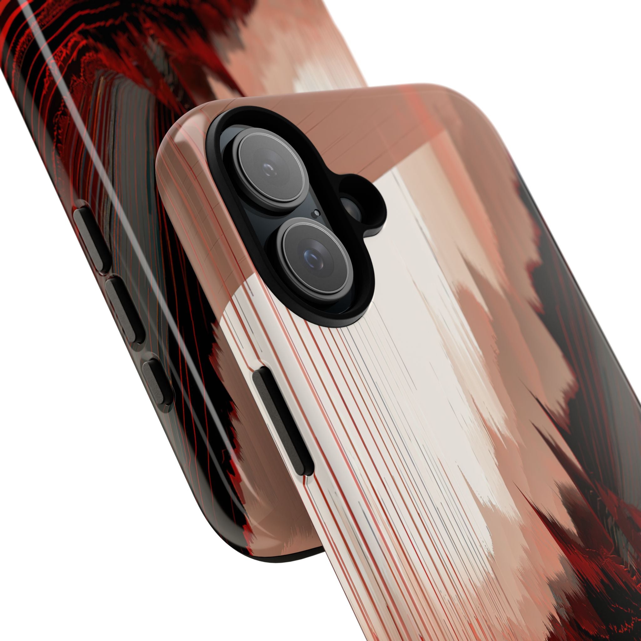 Red Tough Phone Case for iPhone - Crimson Pulse Horizon