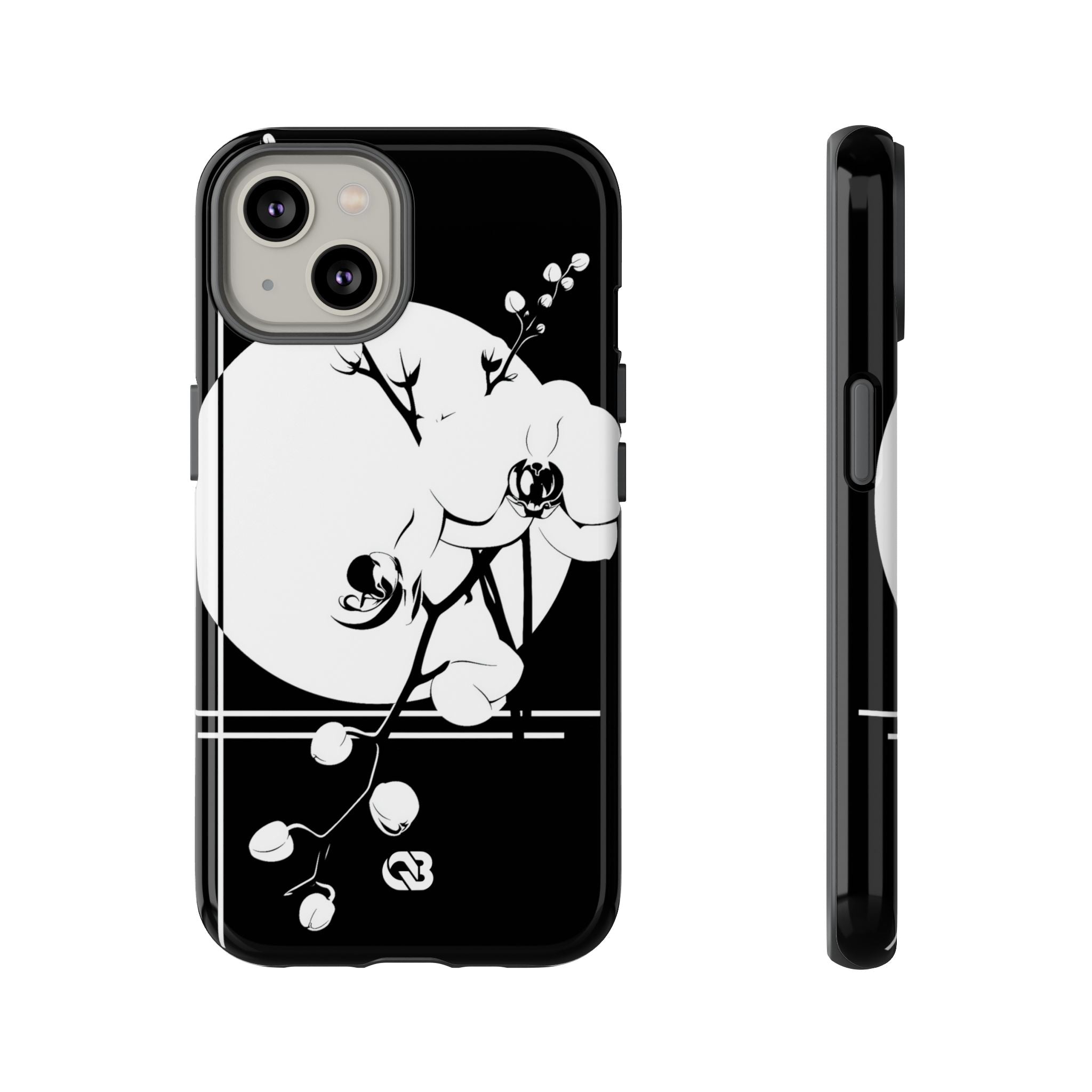 Black Tough Phone Case for iPhone - Lunar Orchid Grid