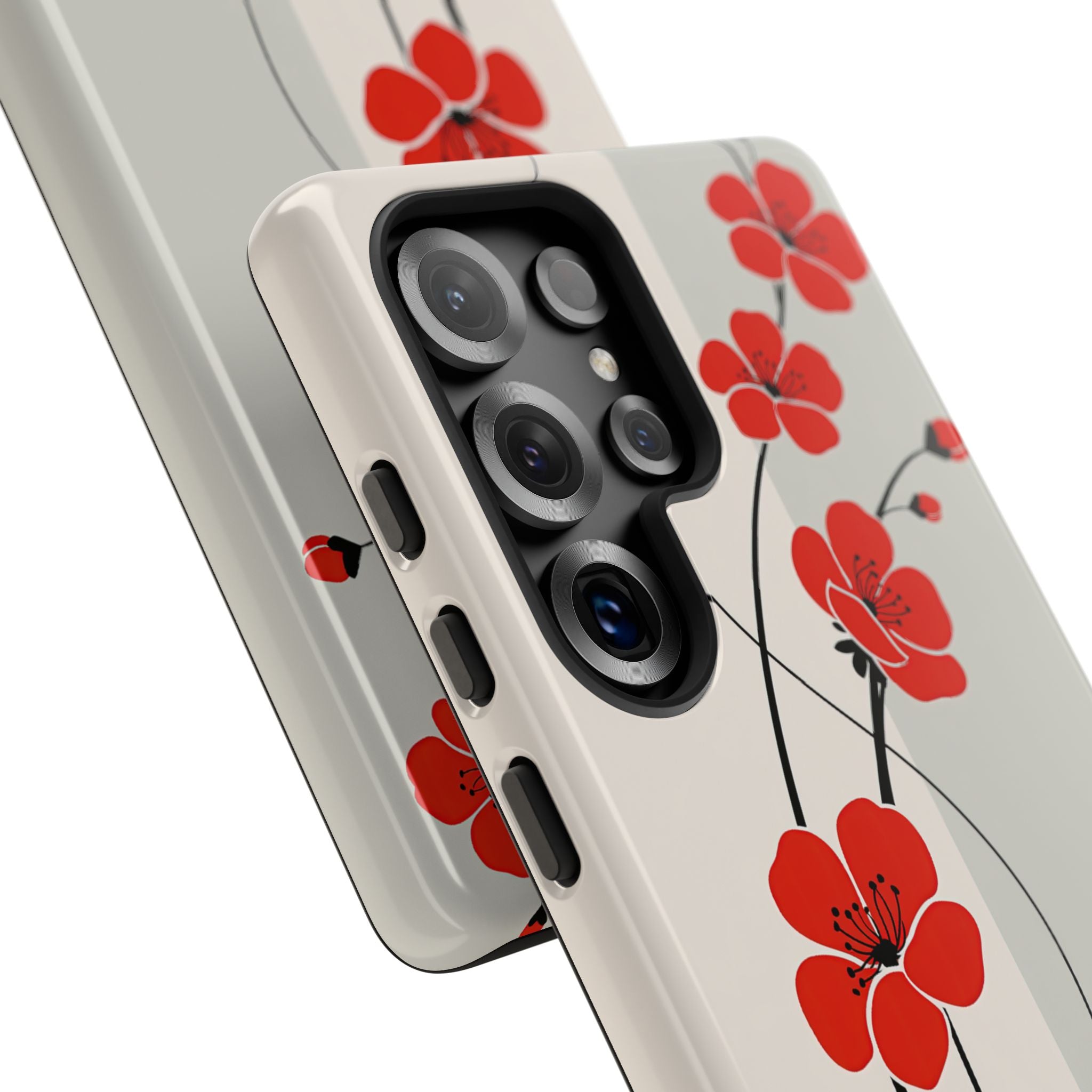 Red Tough Phone Case for Samsung - Crimson Plum Ink