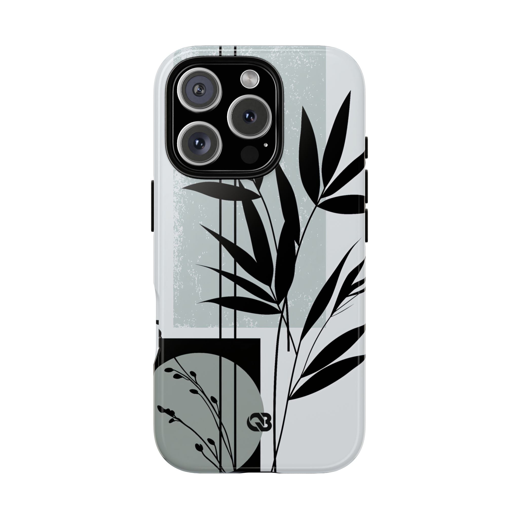 Grey Tough Phone Case for iPhone - Sage Bamboo Noir