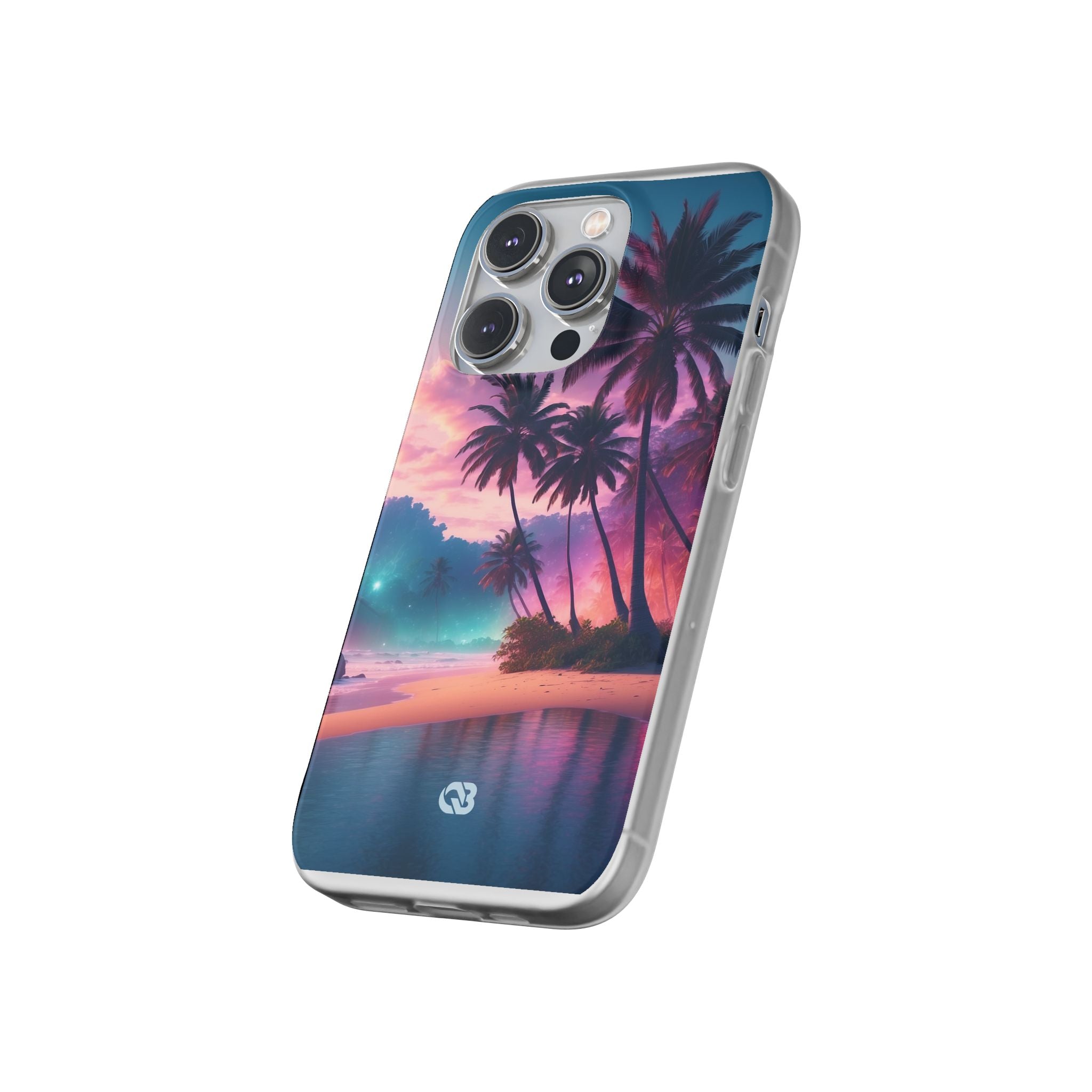 Neon Shore Palms · Soft Phone Case for iPhone