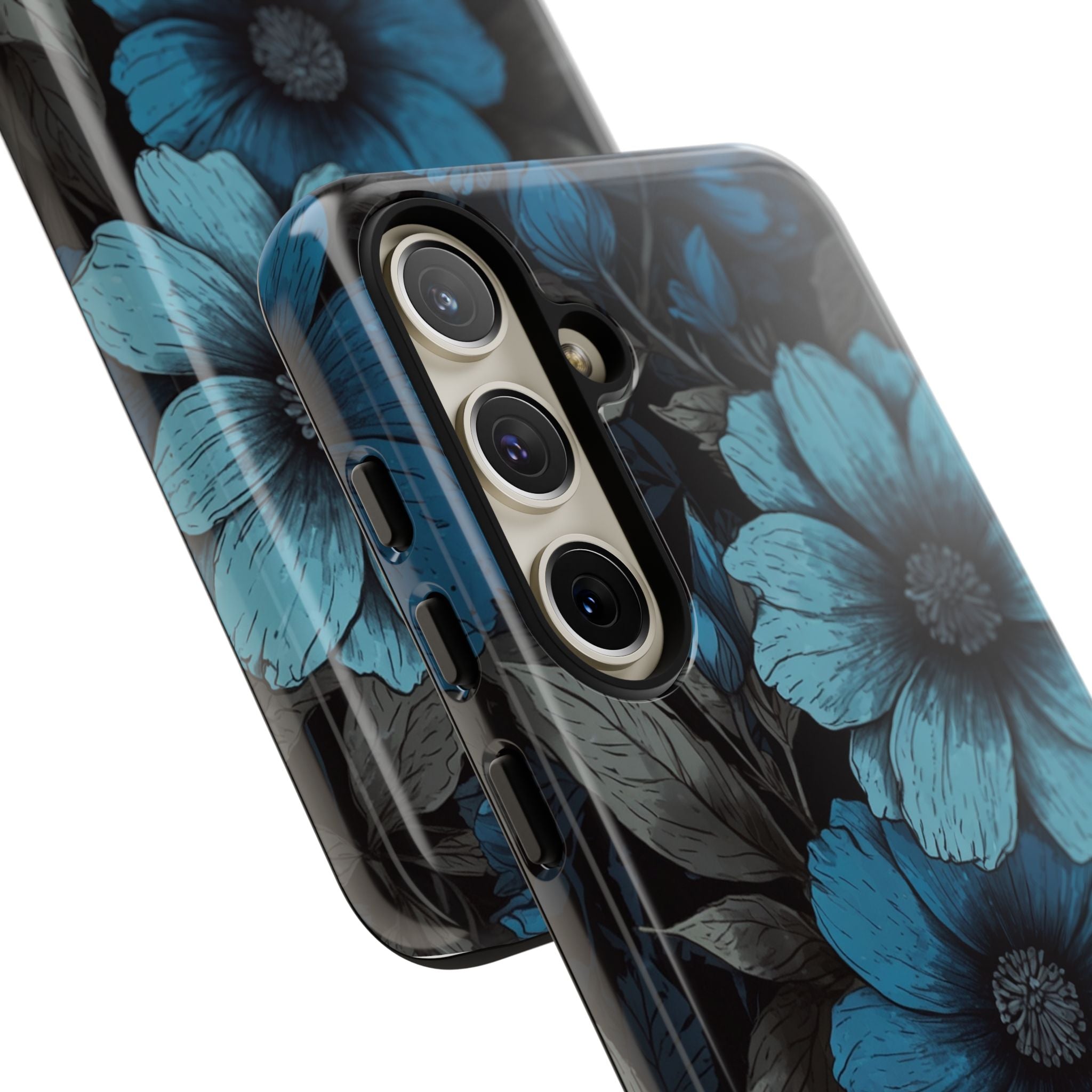 Obsidian Blue Petals · Tough Handyhülle für Samsung