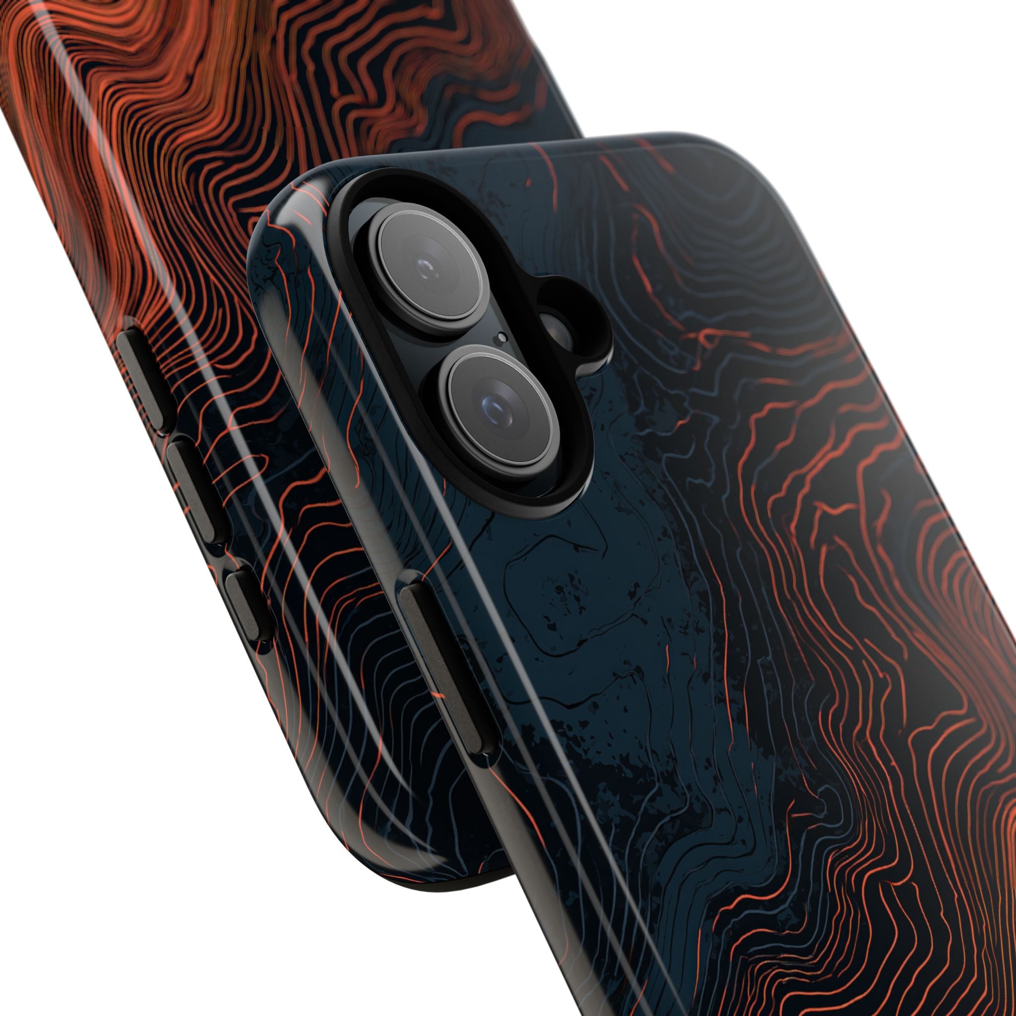 Black Tough Phone Case for iPhone - Volcanic Basalt Map