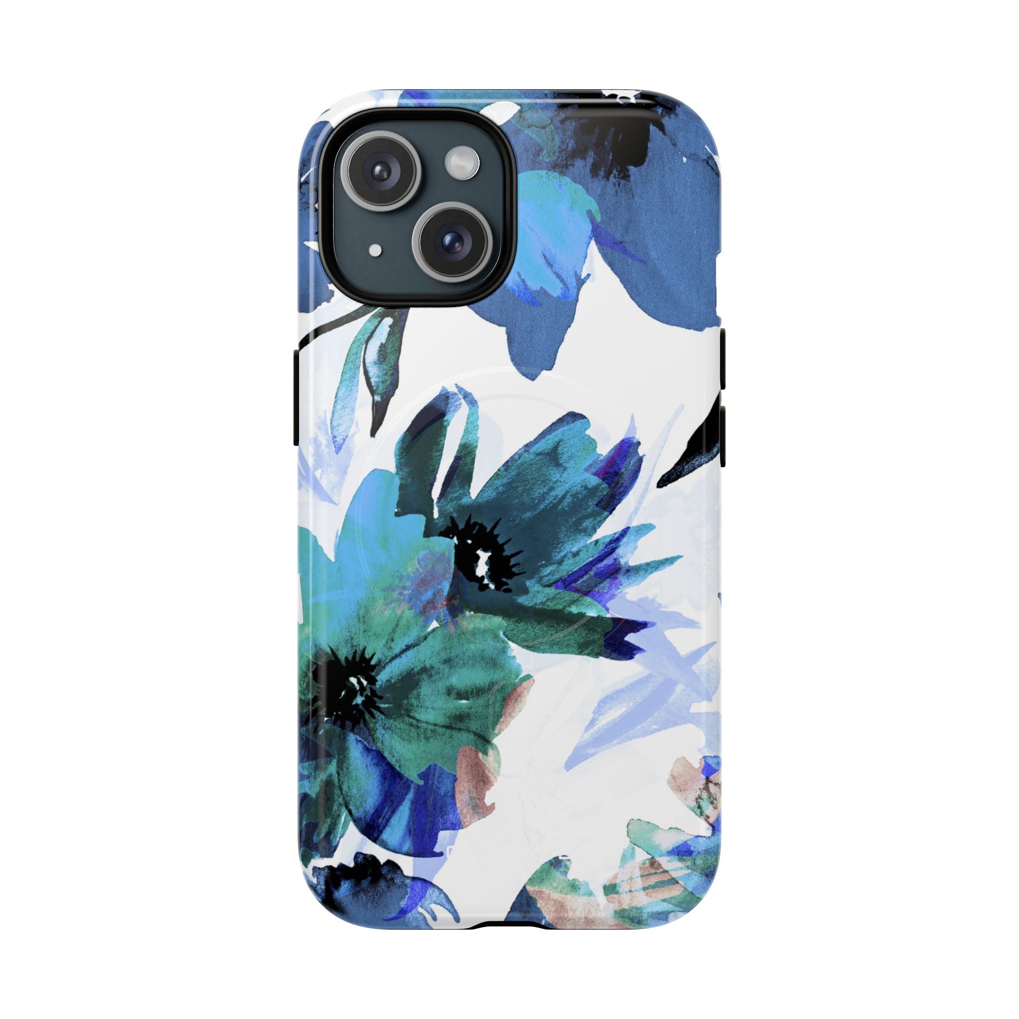 Blue Blossom Radiance iPhone 15 Skal - Tough+