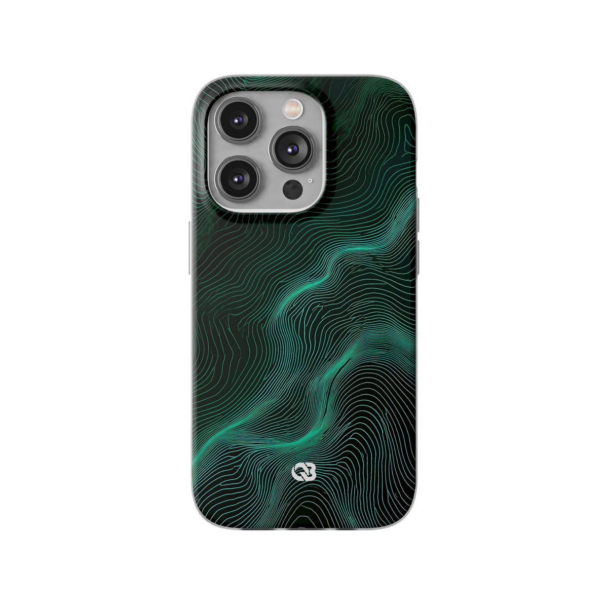 Teal Lite Phone Case for iPhone - Neon Jade Contour
