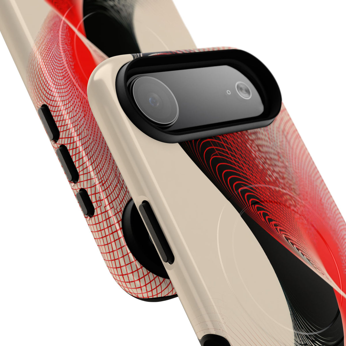 Red Tough 2.0 Magsafe Phone Case for iPhone - Crimson Grid Vortex