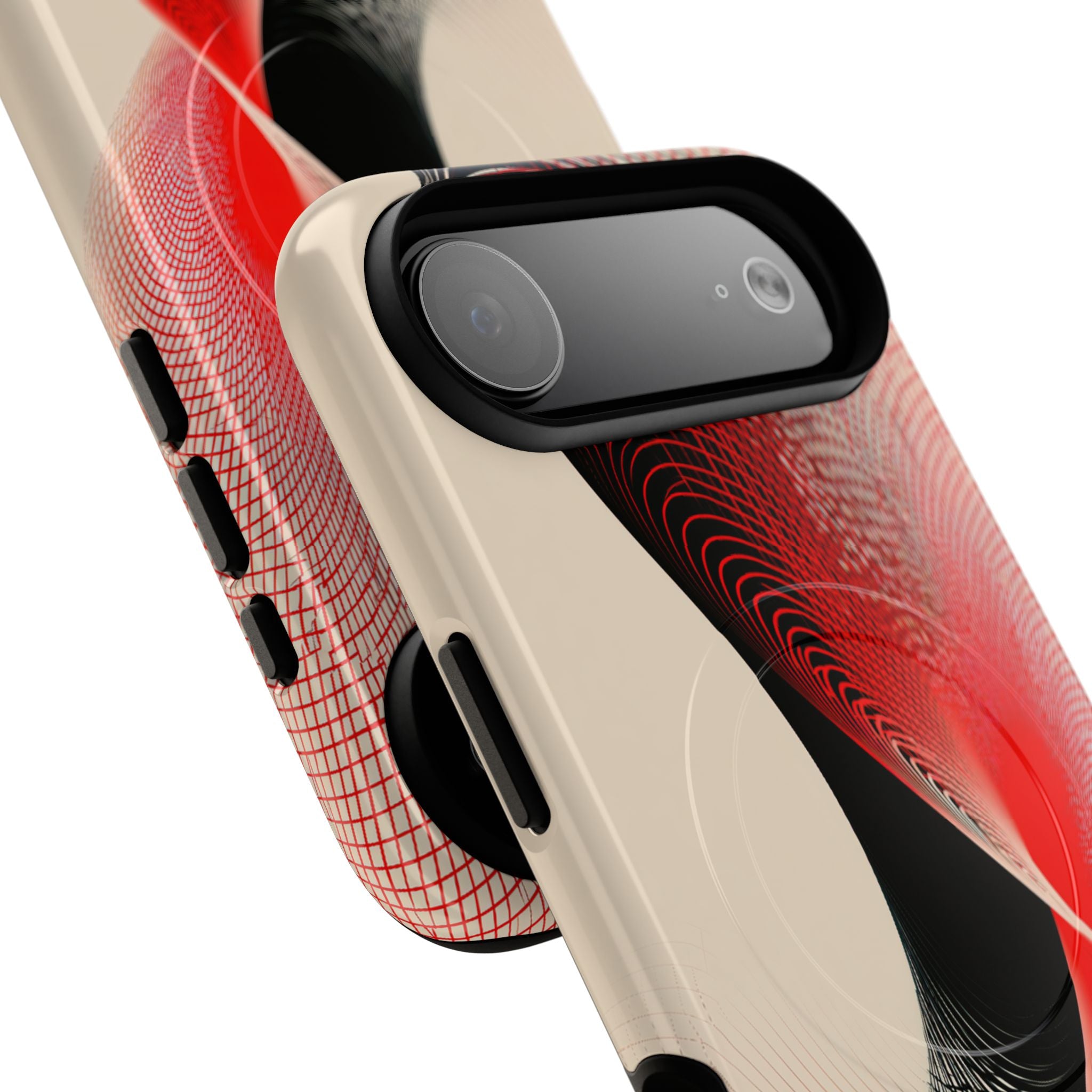 Red Tough 2.0 Magsafe Phone Case for iPhone - Scarlet Wireframe Helix