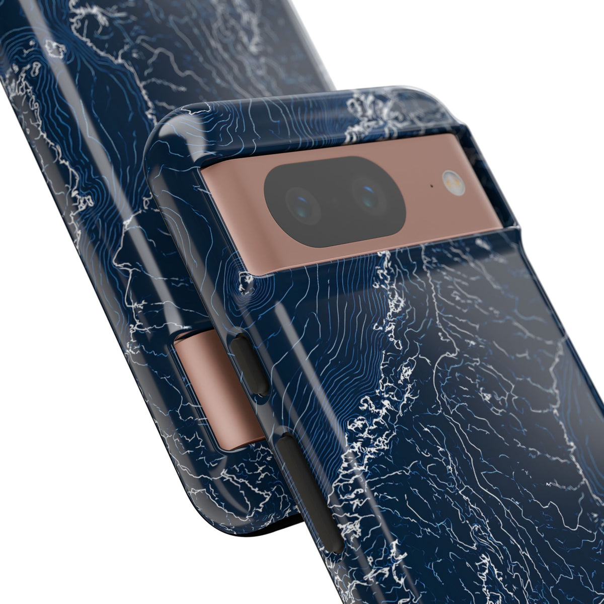 Nordic Contour Chart · Tough Phone Case for Pixel · Blue